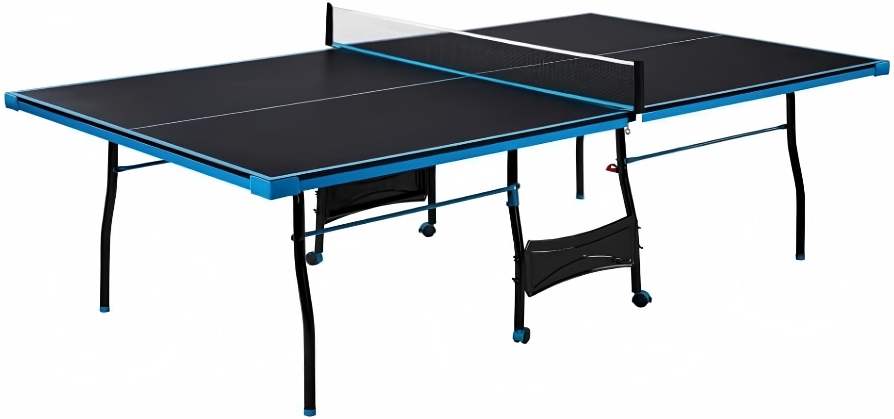 Black & Blue Folding Ping Pong Table with Wheels - Indoor/Outdoor Rollable Table Tennis Set Includes 2 Paddles, 2 Balls, Net & Posts - Perfect for Home, Office, Gym, or Backyard Fun - Great Holiday Gift for Christmas & New Year