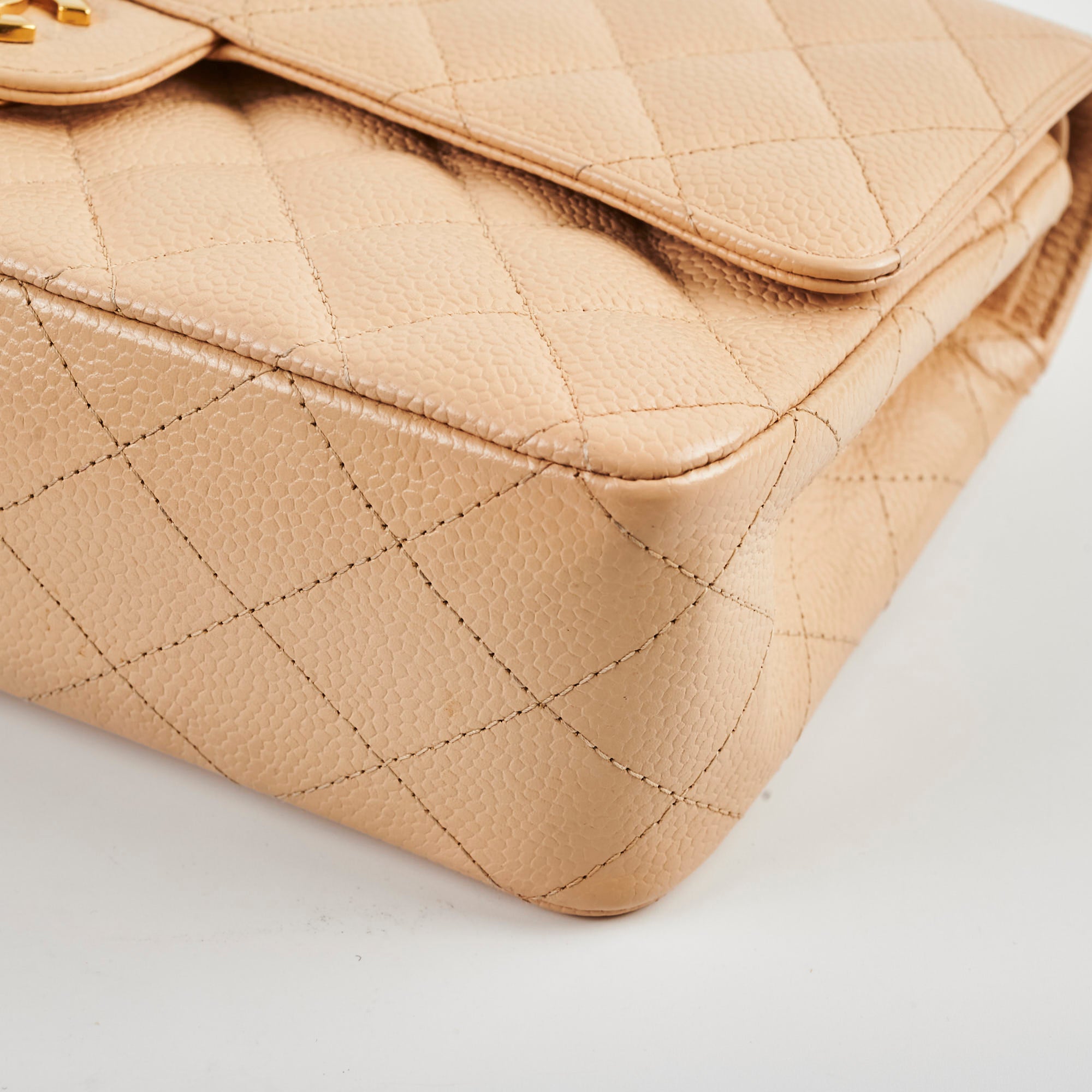Chanel Classic Flap Bag Caviar Leather M/L Beige Claire - Luxury Designer Handbag for Women, Perfect for Work, Evening & Special Occasions