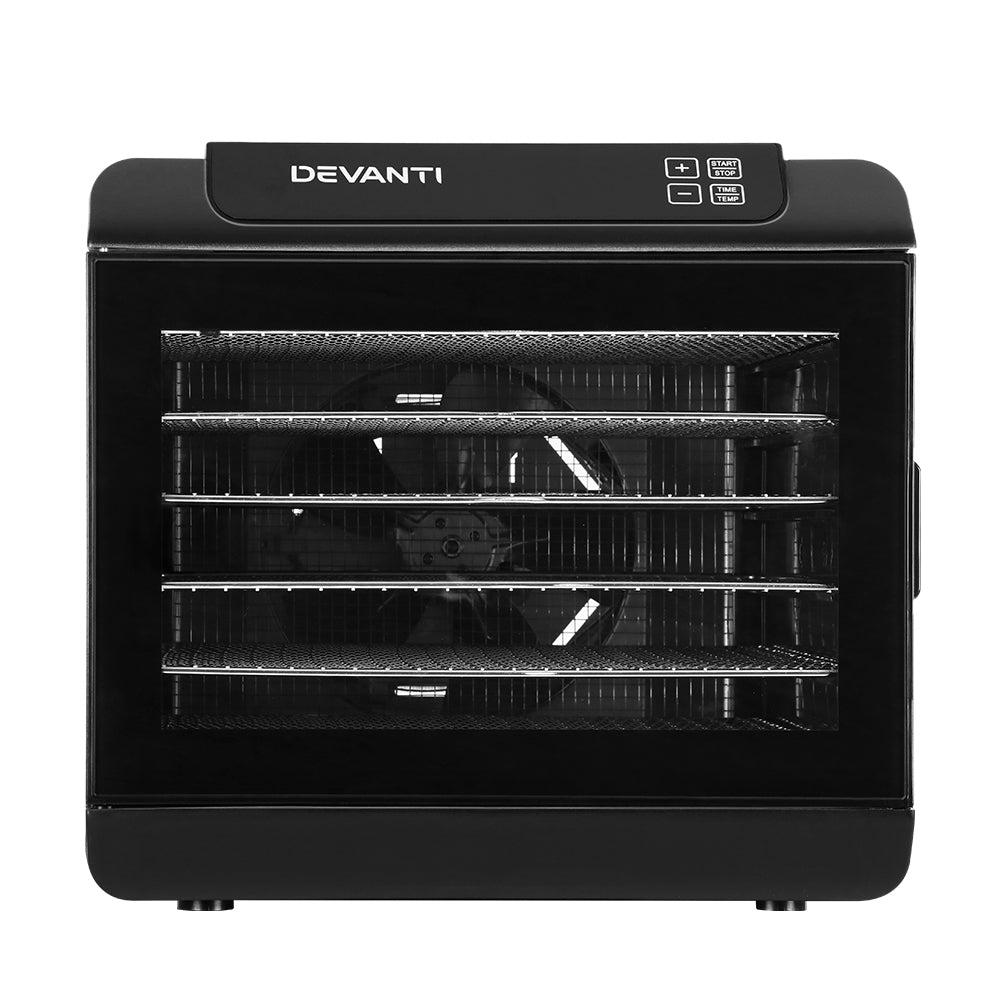 Devanti 6-Tray Food Dehydrator with Stainless Steel Trays - Perfect for Drying Fruits, Vegetables, Jerky & Herbs at Home