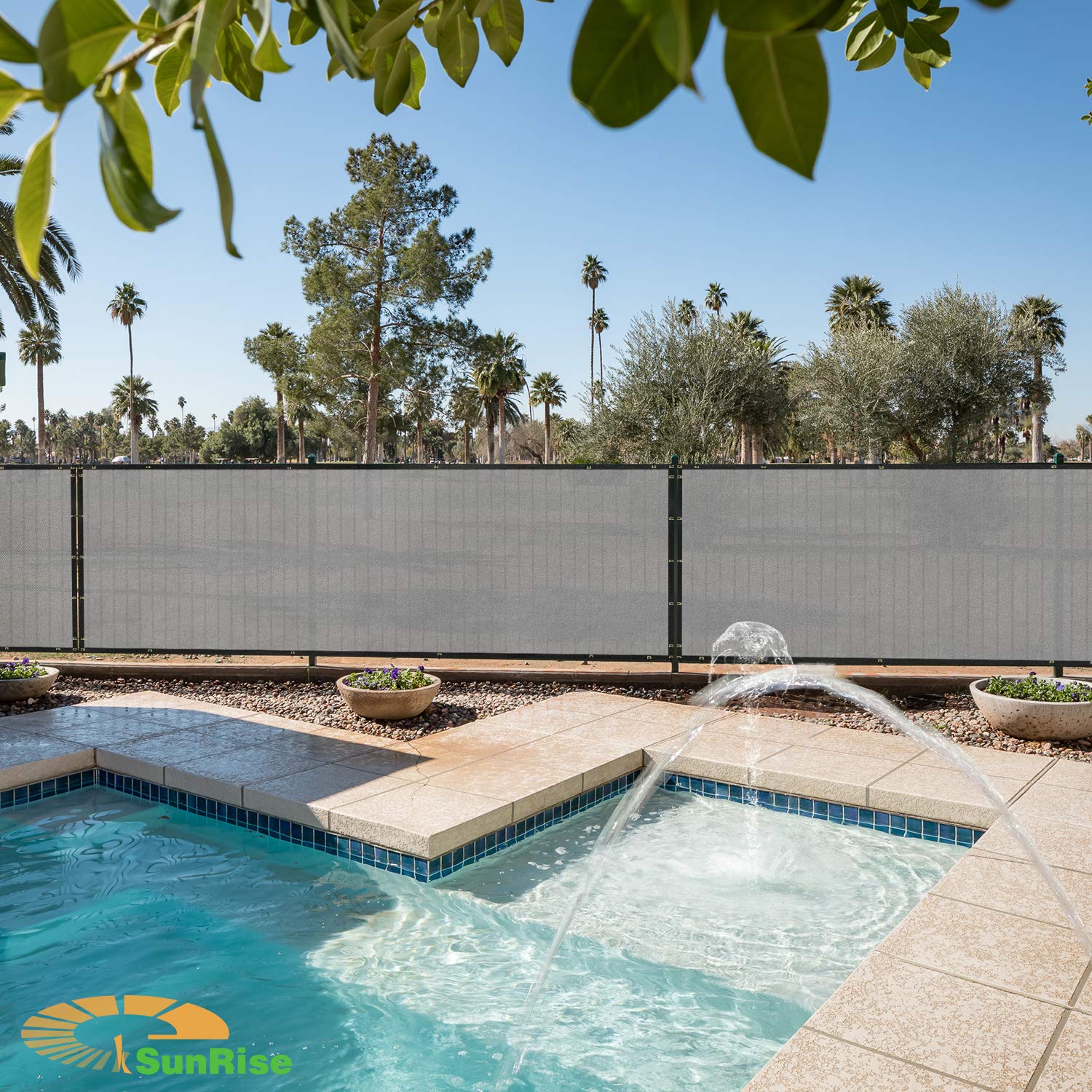 E&K Sunrise 2' x 135' Privacy Fence Screen with Grommets - UV Blocking Outdoor Windscreen for Backyard, Garden & Patio Cover - Light Gray - Perfect for Creating Shade & Privacy in Outdoor Spaces
