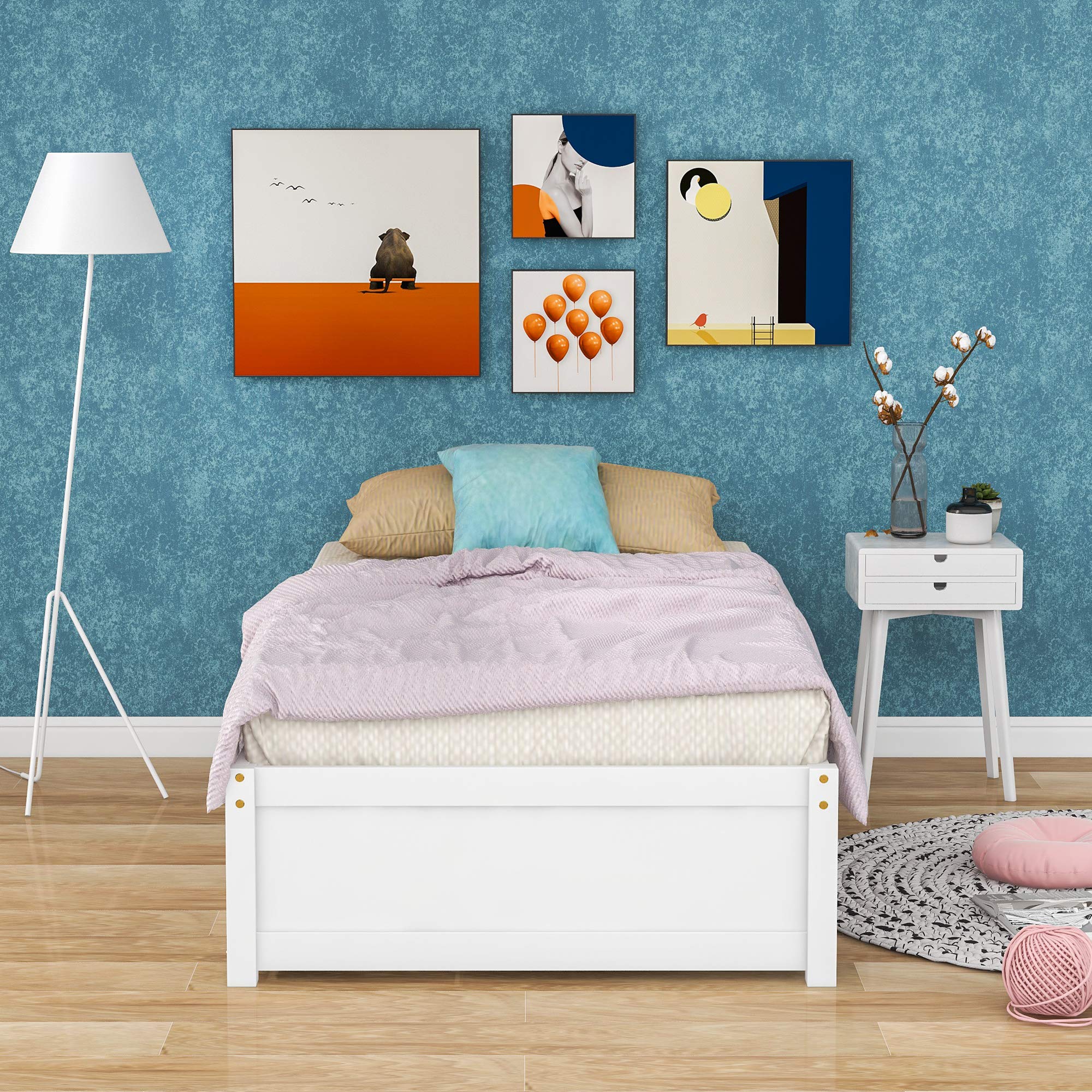 Twin Size Platform Bed Frame with Storage Drawers & Slats - Wooden Loft Captain Bed for Kids, Teens, Boys & Girls - No Headboard White - Perfect for Bedroom, Guest Room & Small Space Organization