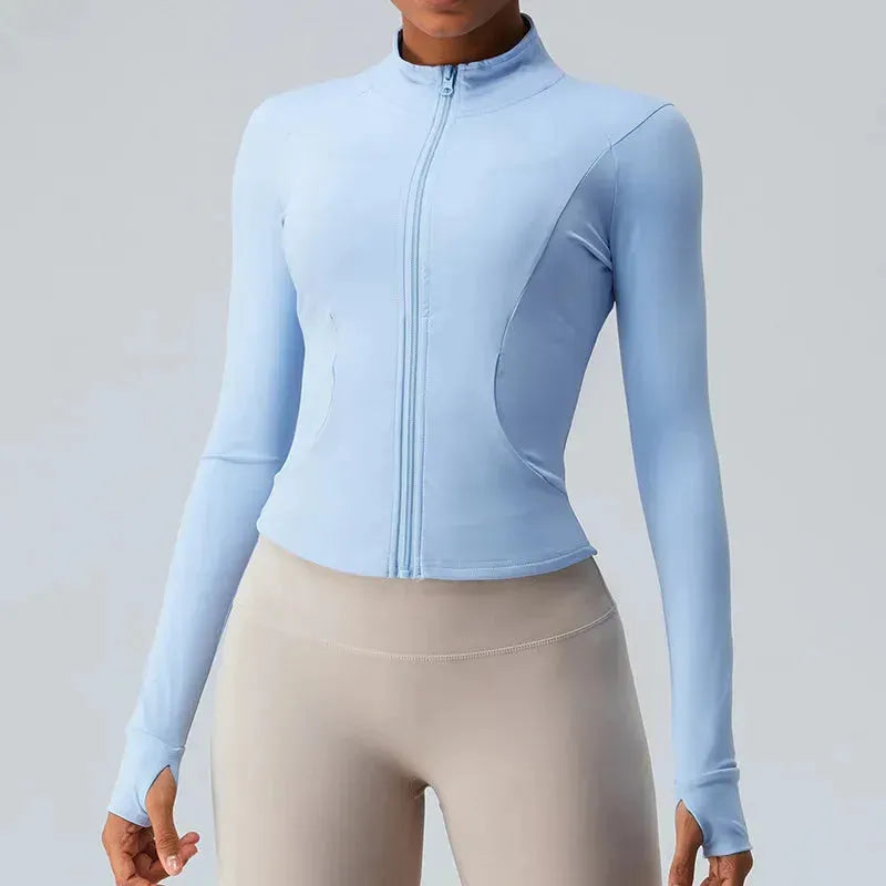 Women's Quick-Dry Running Yoga Jacket - Lightweight Stretchy Long Sleeve Sports Hoodie for Outdoor Gym & Fitness | Perfect for Jogging, Yoga, and Active Lifestyle