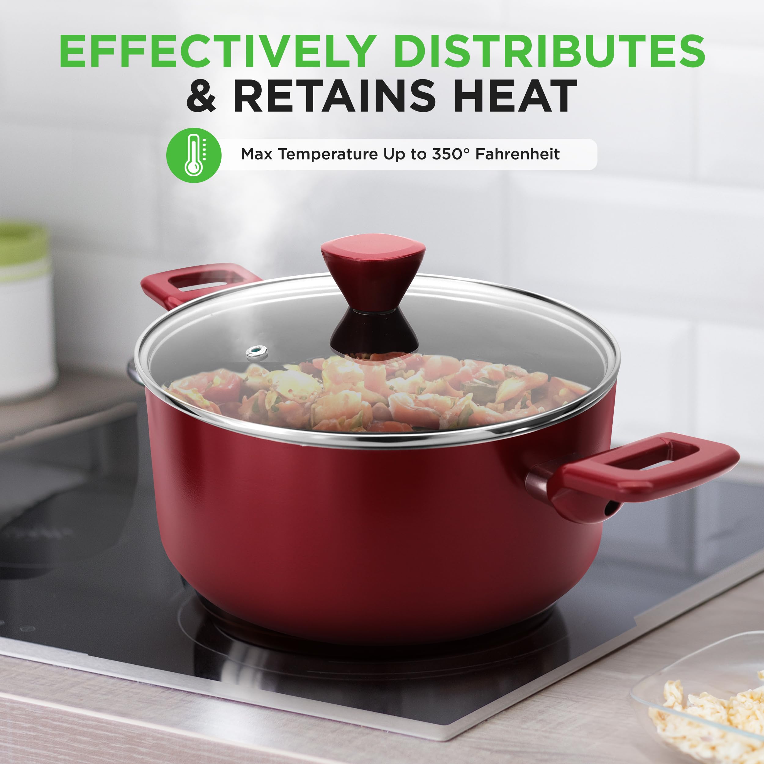 NutriChef 13-Piece Nonstick Cookware Set with Pots, Pans & Utensils - Heat Resistant Kitchenware for Sauteing, Frying & Cooking - Includes Saucepan, Frying Pans, Casserole Dish & Lids - Perfect for Home Chefs & Everyday Meal Prep (NCCWA13)