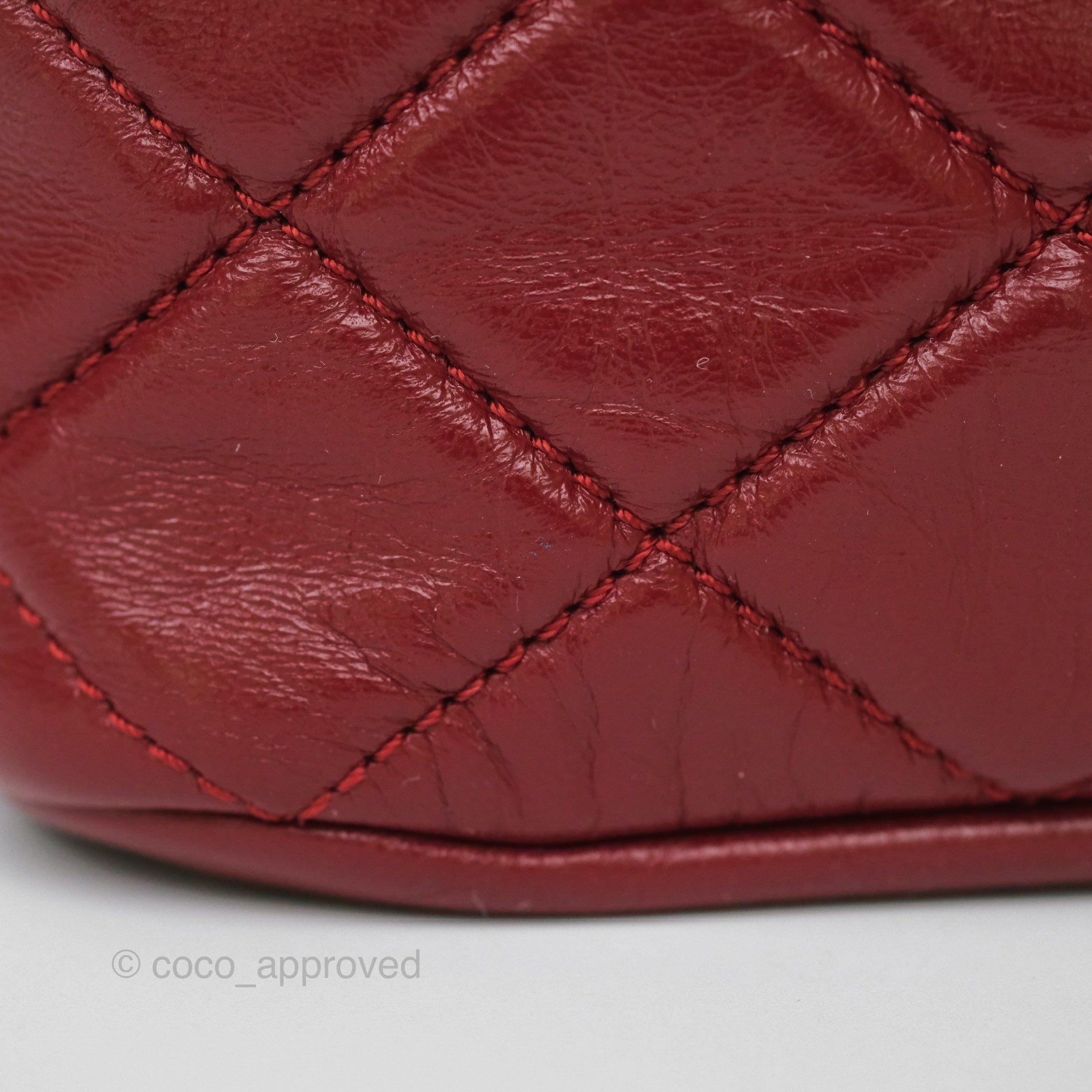 Chanel CC Flap Shoulder Bag in Dark Red Crumpled Leather with Silver Hardware - Luxury Crossbody Bag for Women, Perfect for Date Night & Evening Events
