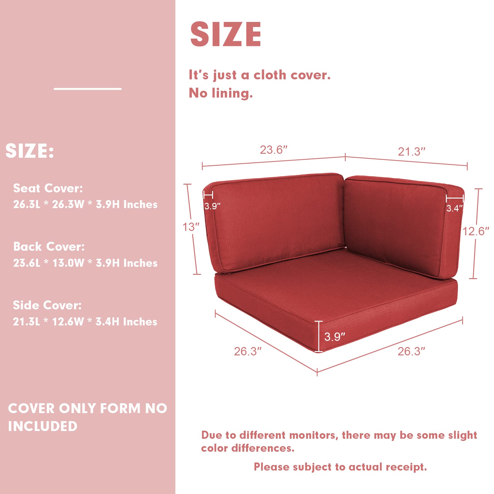 **Crownland 12-Piece Outdoor Patio Cushion Slipcovers Set - Waterproof Sofa & Couch Covers with Zipper Design (Red) - Includes 4 Seat Covers, Back Covers & Side Cushions - Perfect for Garden, Deck, Poolside & Patio Furniture Replacement**