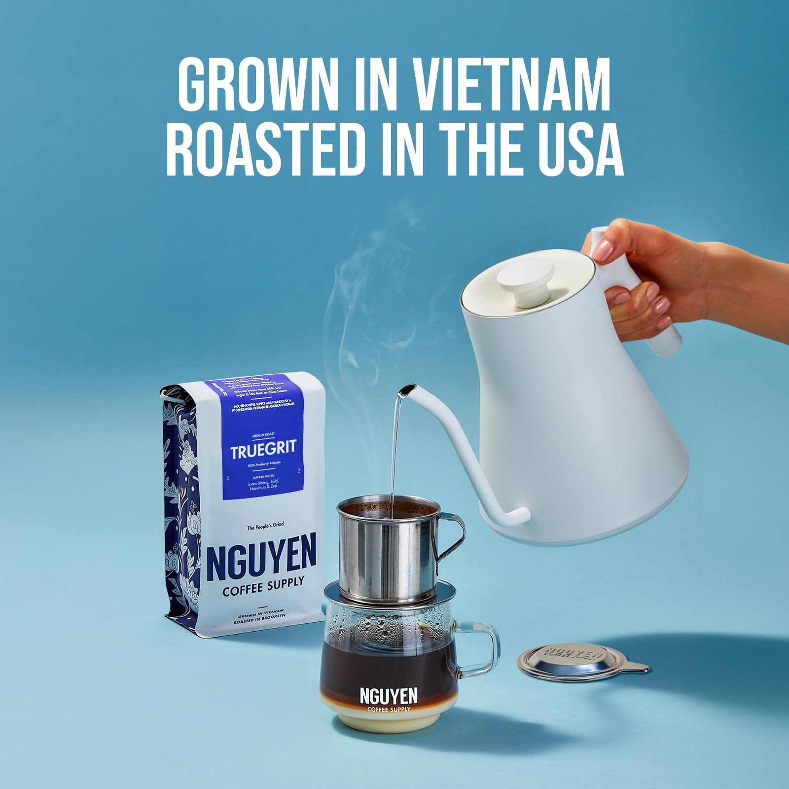 Nguyen Coffee Supply - Truegrit Robusta Medium Roast Whole Coffee Beans | Vietnamese Single Origin Direct Trade | Low Acid High Caffeine | Roasted in Brooklyn | 5 lb Bag | Perfect for Home Brewing, Office Use & Gifts