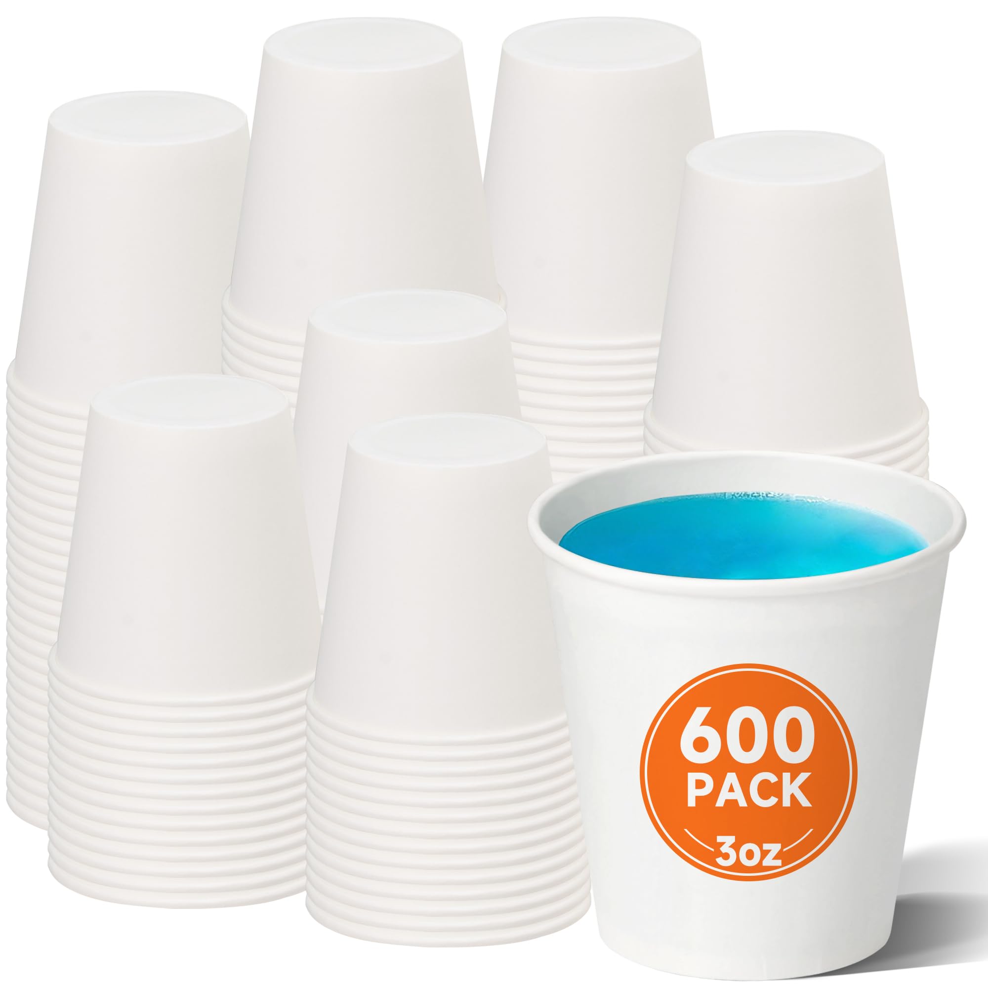 600 Pack 3 oz Small Disposable Paper Cups - Bathroom Mouthwash Cups, Espresso Shot Glasses, Party Supplies & Daily Use - Perfect for Home, Office, Restaurants and Events