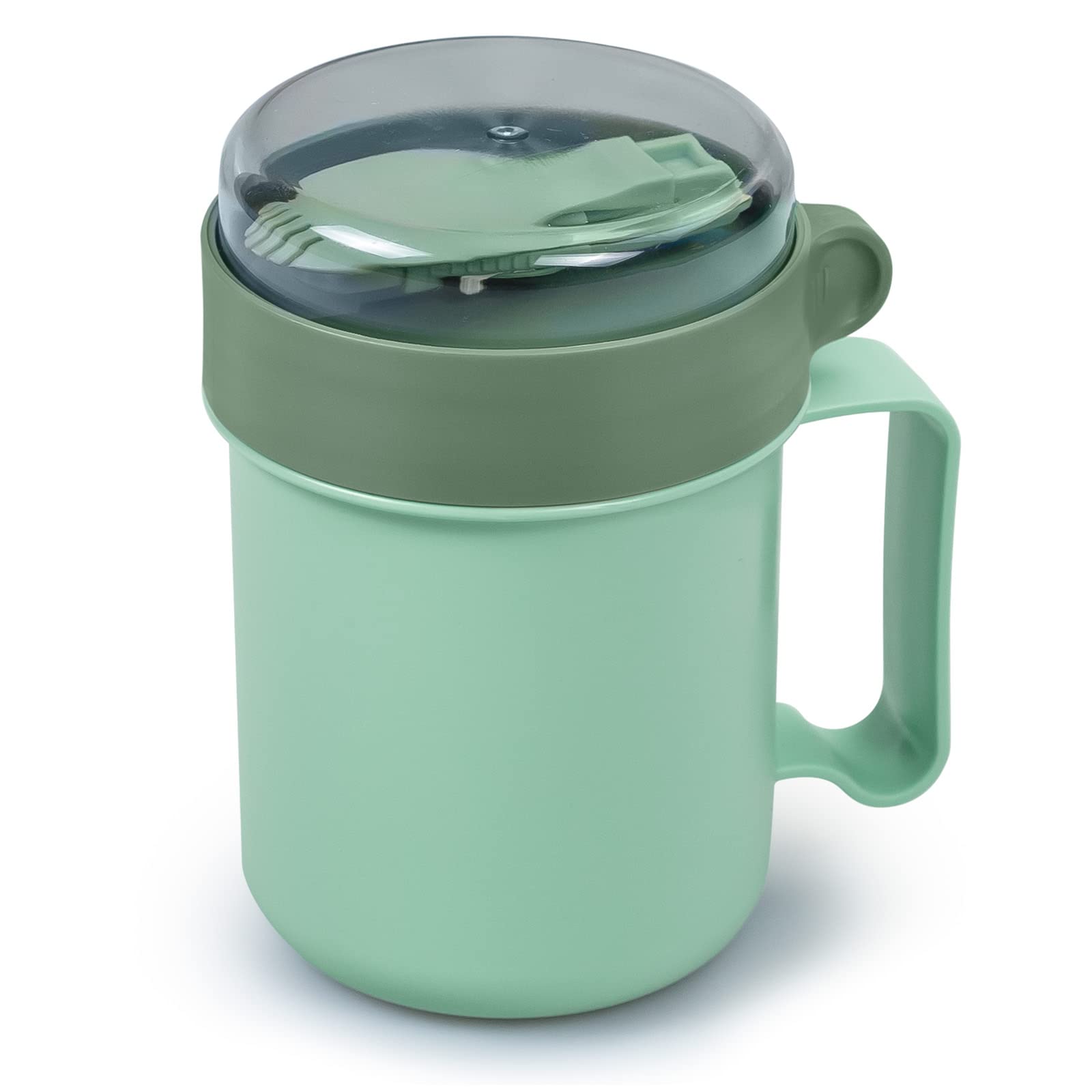 Chiir Microwave Safe Soup Mugs with Lids - 17.63oz Green BPA-Free Soup Cup for Ramen, Noodles, Beverages & Hot Drinks - Perfect for Office Lunch, College Dorm & Quick Meals