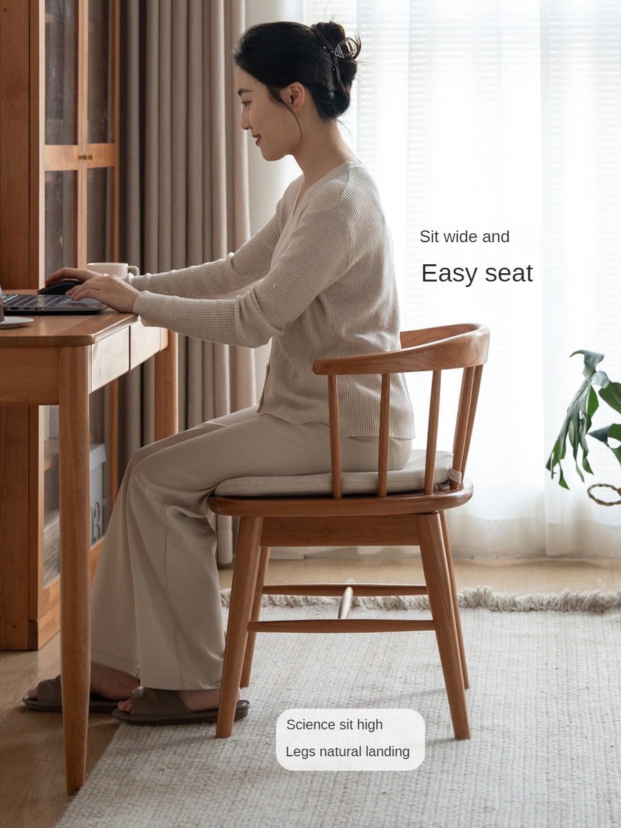 Solid Wood Swivel Chair in Oak, Black Walnut & Cherry Finish - Perfect for Home Office, Study Room & Executive Workspaces
