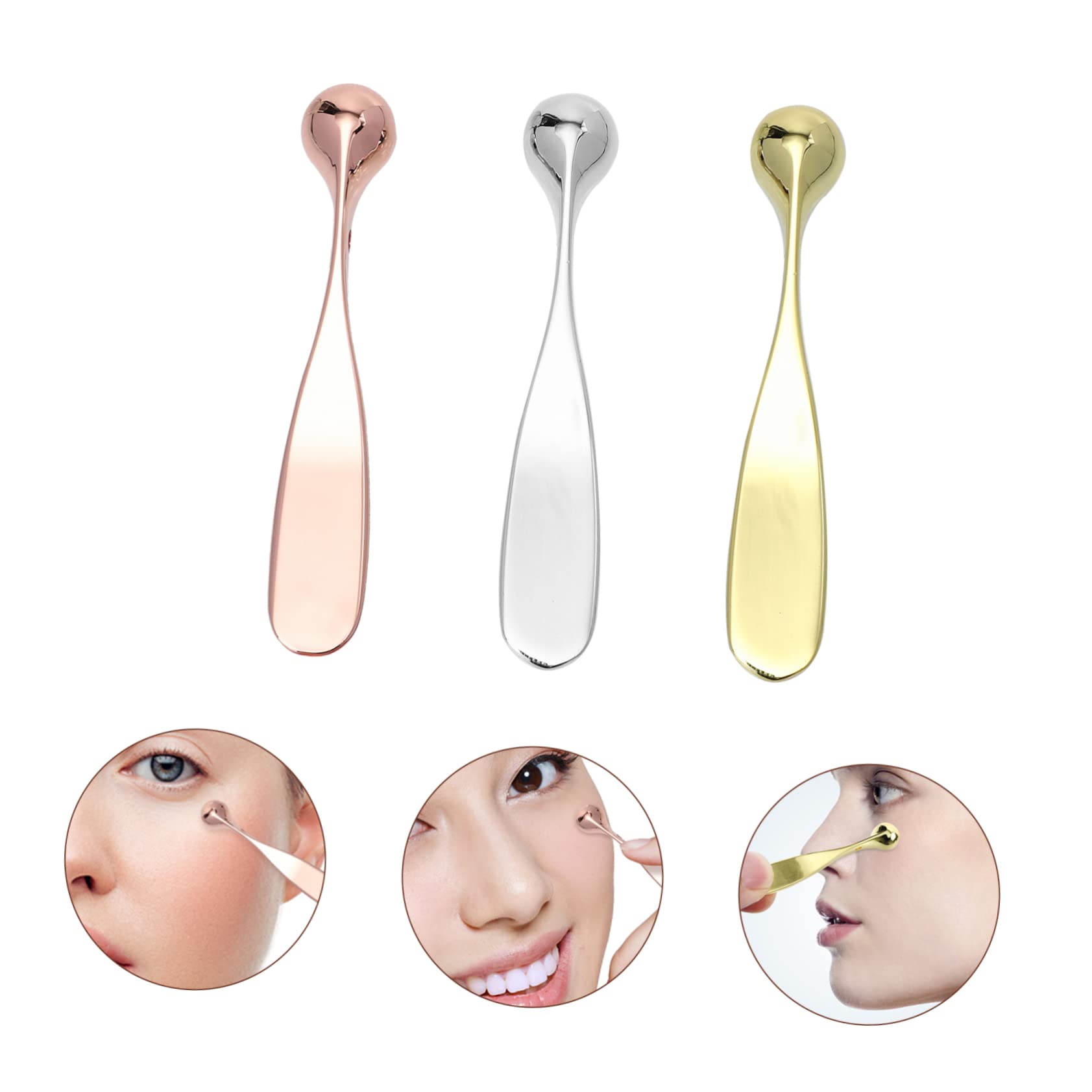 3pcs Eye Cream Applicator Stick - Reusable Makeup Spatula for Under Eye Cream & Serum Application - Perfect for Travel, Home Skincare Routine & Professional Salon Use