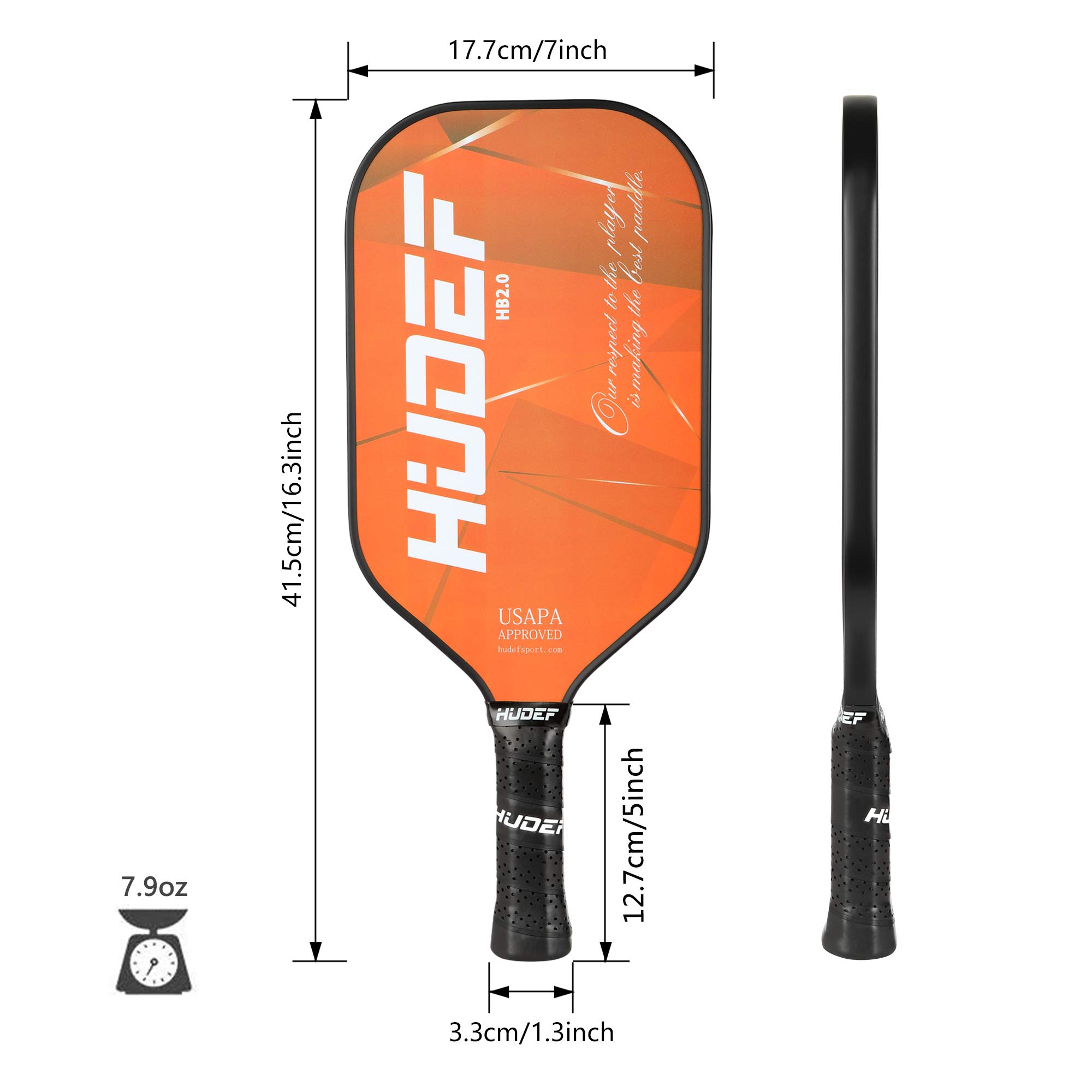 Premium Graphite Carbon Fiber Pickleball Paddle with PP Honeycomb Core - USAPA Approved Elongated Racket for Competitive Play | Perfect for Tournaments, Outdoor Games & Recreational Pickleball