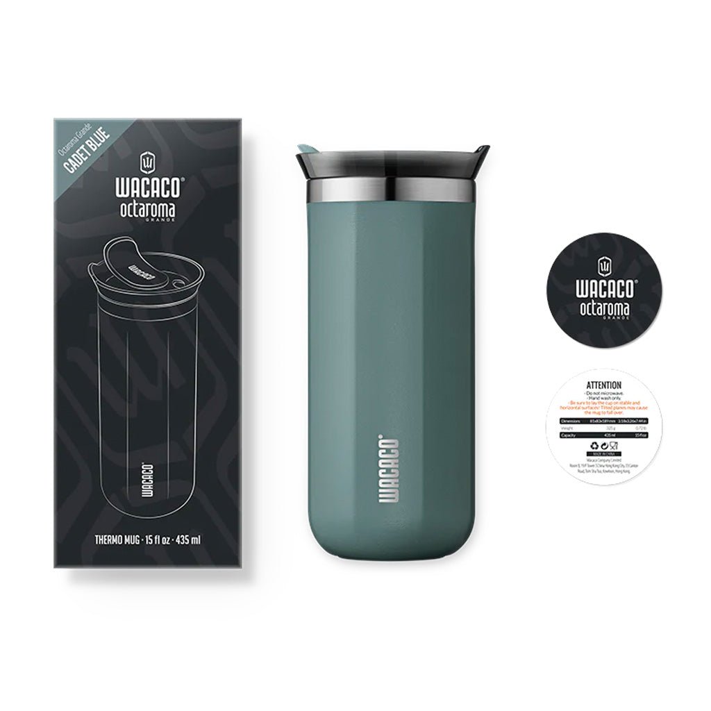 Wacaco 435ml Octaroma Grande Reusable Coffee Cup - Insulated Travel Mug for Hot & Cold Drinks - Perfect for Office, Commuting, and Outdoor Adventures