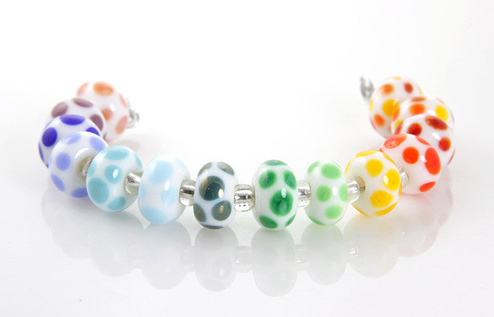 Rainbow Dots Lampwork Glass Beads for Jewelry Making - DIY Bracelets, Necklaces & Craft Projects - Perfect for Handmade Gifts & Artisan Creations