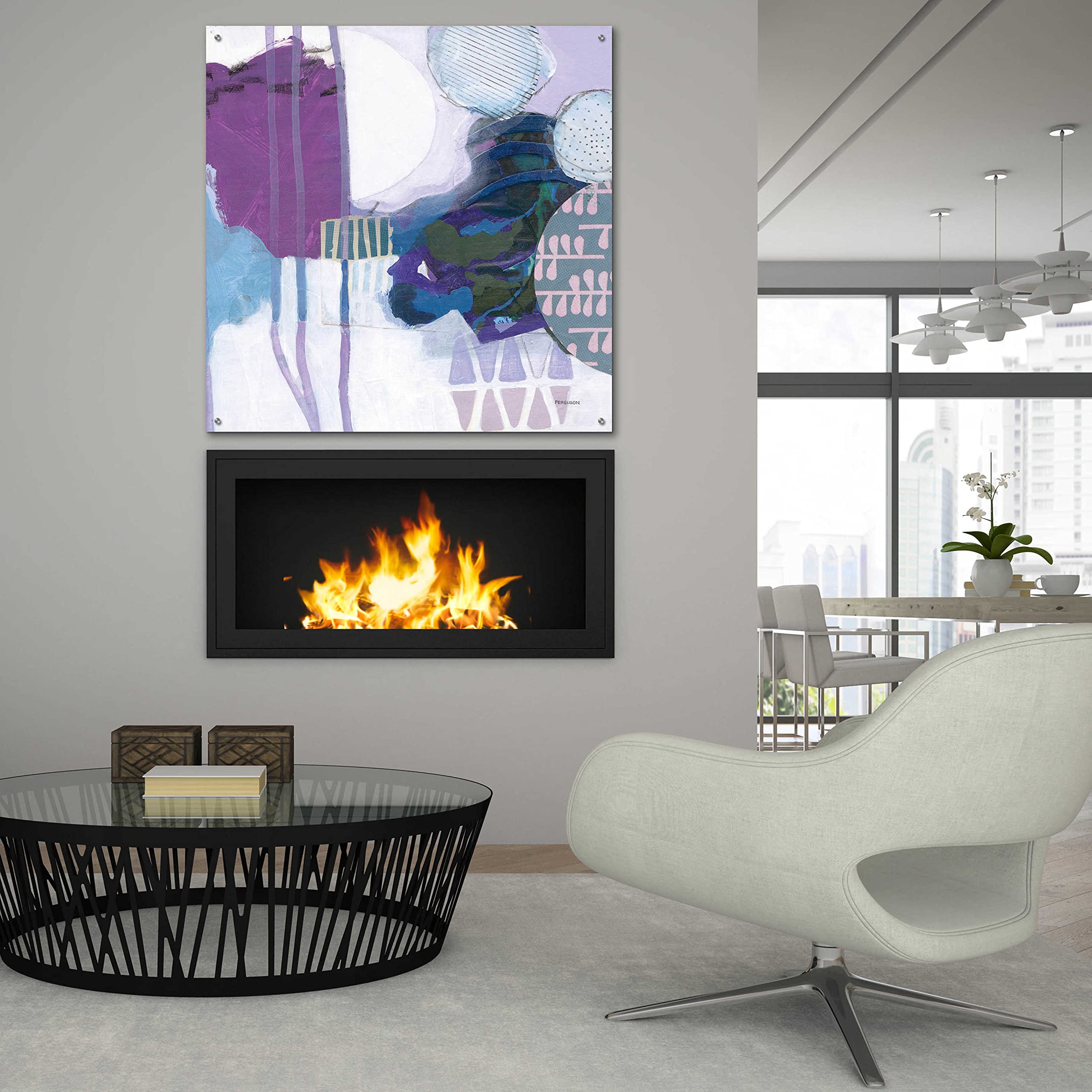 Abstract Layers IV Acrylic Glass Wall Art by Kathy Ferguson - 36x36 Inches Modern Home Decor for Living Room, Bedroom & Office