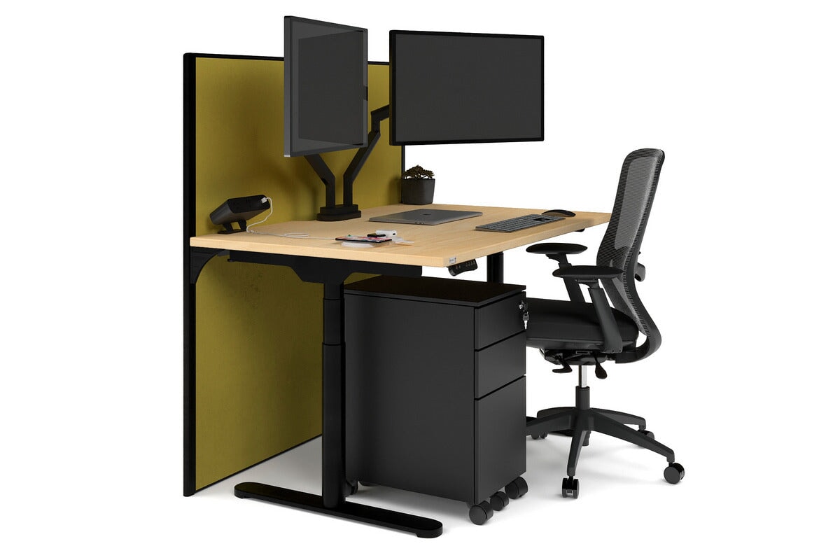 Flexi Premium Height Adjustable Single Workstation Desk - 1200L x 800W with Cable Management Scallop | Ergonomic Standing Desk for Home Office & Workspace