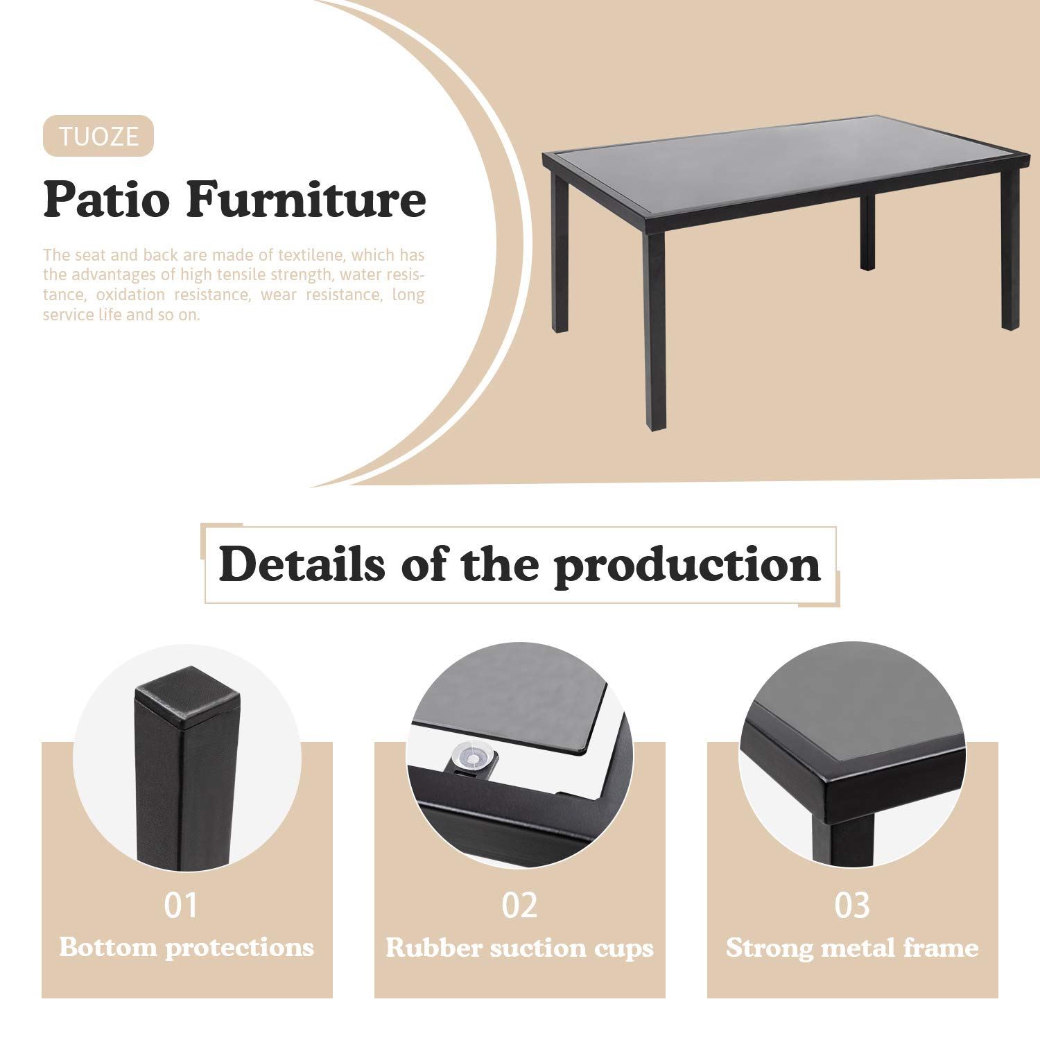 Tuoze 4-Piece Outdoor Patio Furniture Set with Glass Coffee Table & Loveseat - Yellow Bistro Conversation Set for Garden, Yard, Lawn, Balcony | Perfect for Outdoor Entertaining & Relaxation