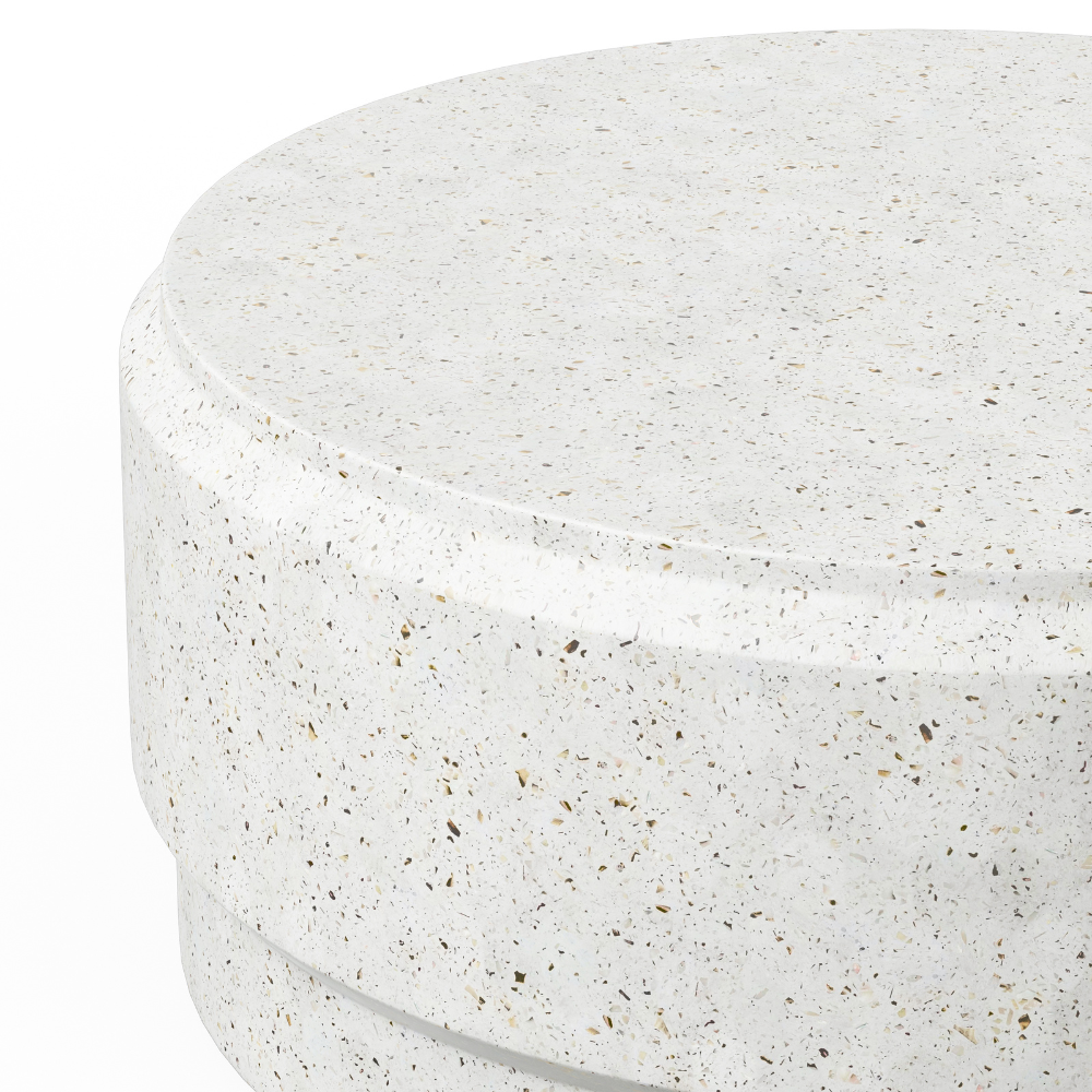 Outdoor Concrete Round Coffee Table - Durable Weatherproof Barrel Design for Patio, Garden, and Backyard Decor