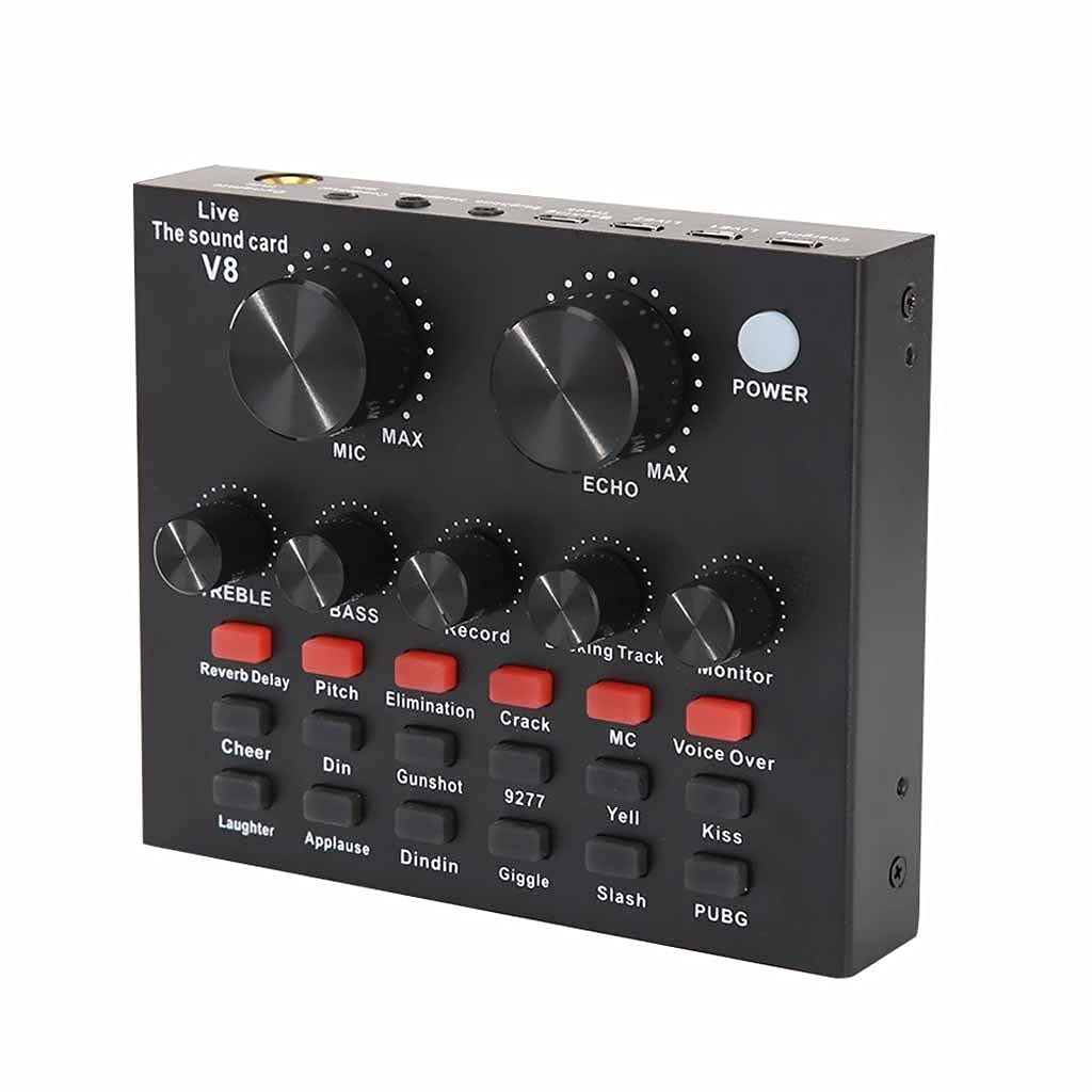 WDBBY V8 USB External Sound Card with Headset Microphone - High Quality Audio for PC, Phone, Computer - Perfect for Webcasting, Live Streaming & Personal Entertainment