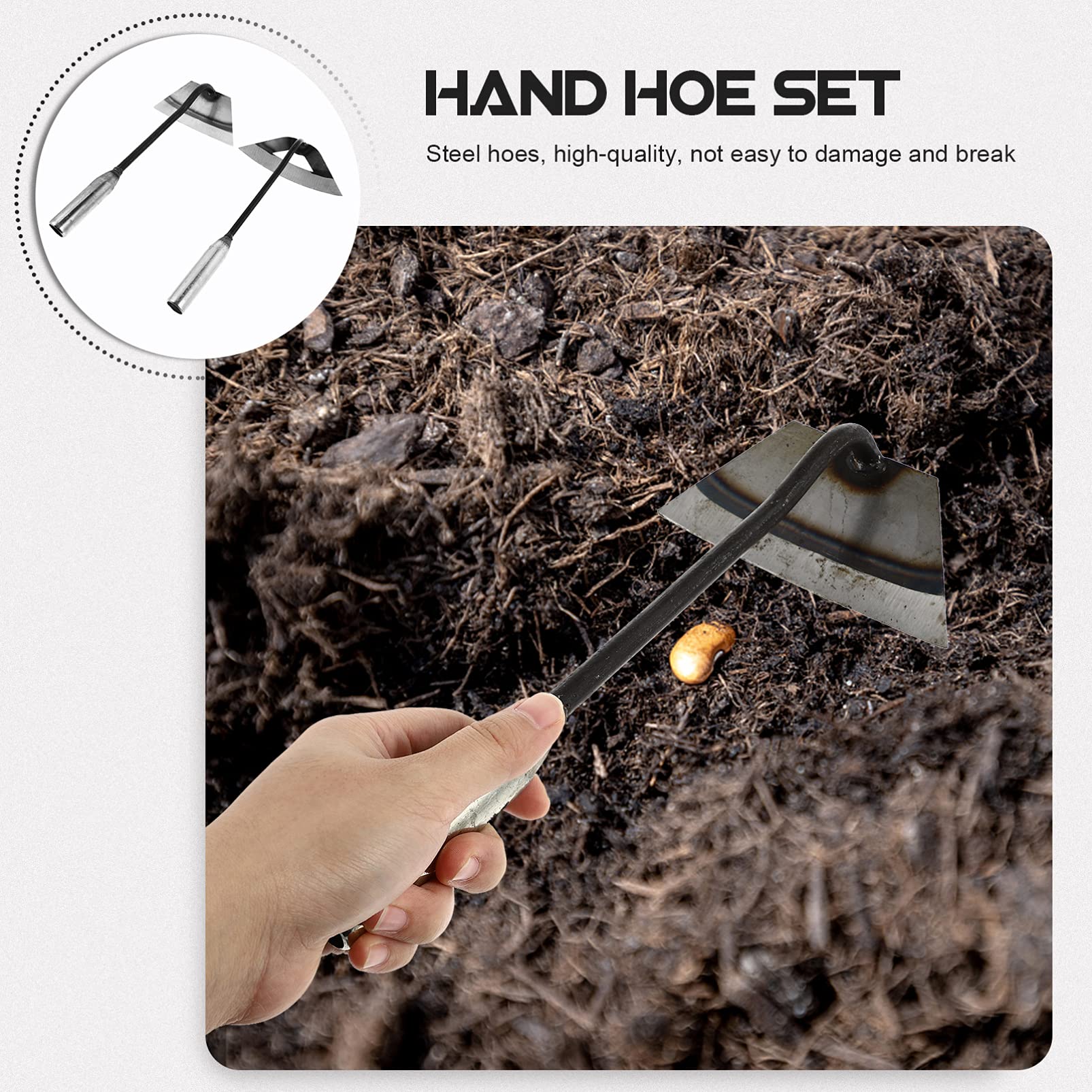 Yardwe 2-Piece Garden Tool Set - Japanese Weeding Sickle & Handheld Plowing Hoe for Efficient Gardening & Farming | Durable Hand Tools for Weeding, Tilling & Soil Cultivation | Perfect for Home Gardens, Farms & Agricultural Use