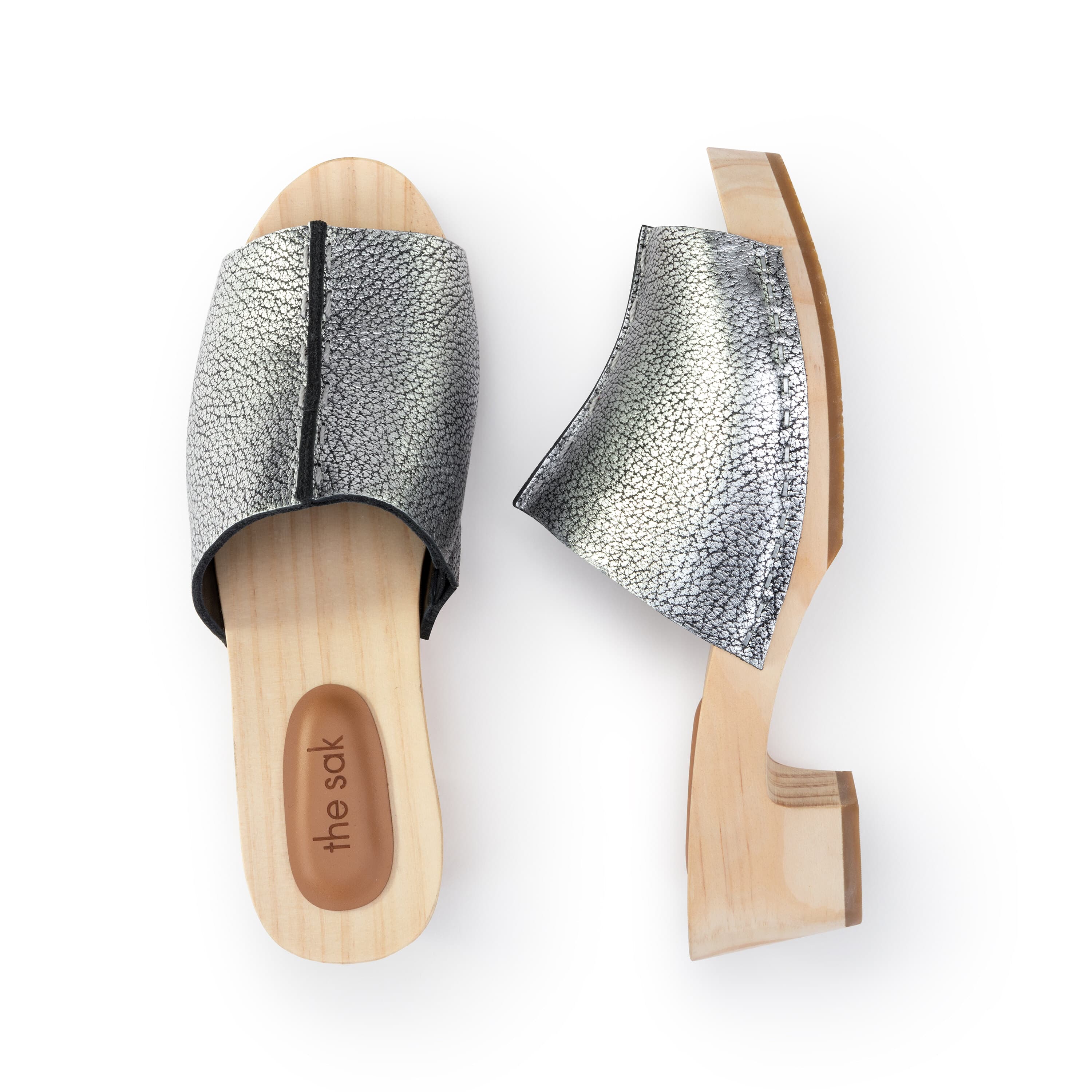 Ella Clog Sandal - Genuine Leather Dark Silver Women's Shoes | Comfortable Slip-On Sandals for Casual Wear, Beach & Summer Outfits