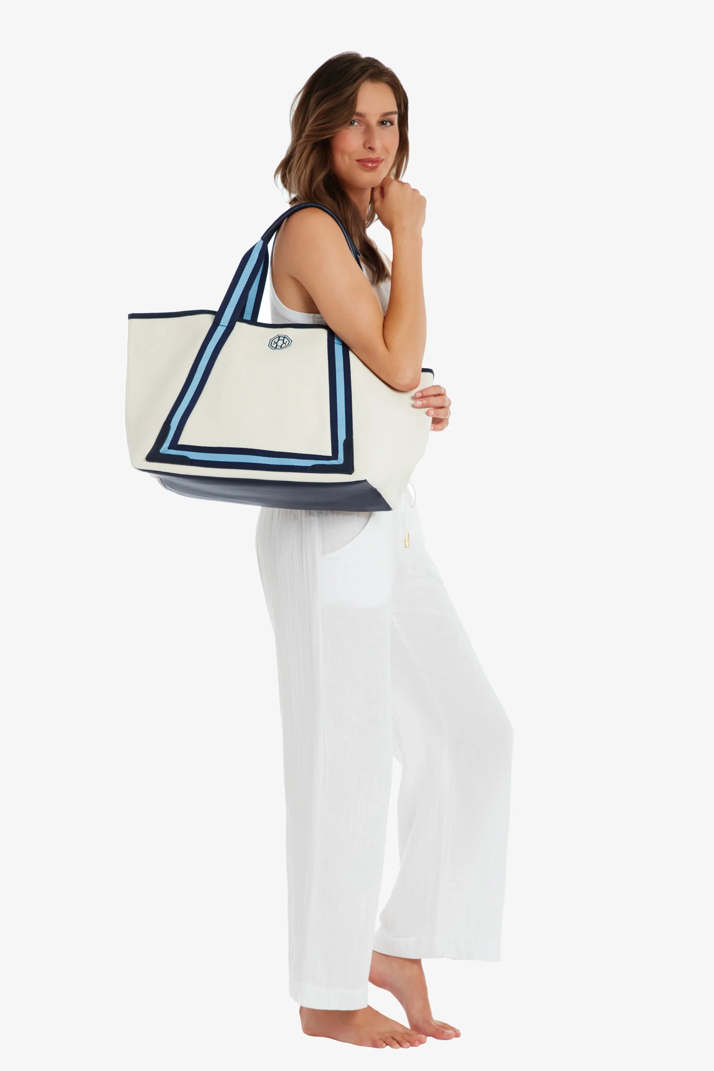 Stylish Navy Blue Beach Tote Bag - Large Waterproof Summer Tote for Women | Perfect for Pool, Beach Vacation, Shopping & Gym