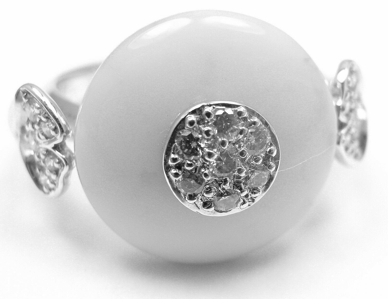 Authentic Carrera Y Carrera 18k White Gold Ginkgo Leaf Diamond & Kogolong Ring for Women - Luxury Statement Jewelry for Weddings, Anniversaries & Special Occasions