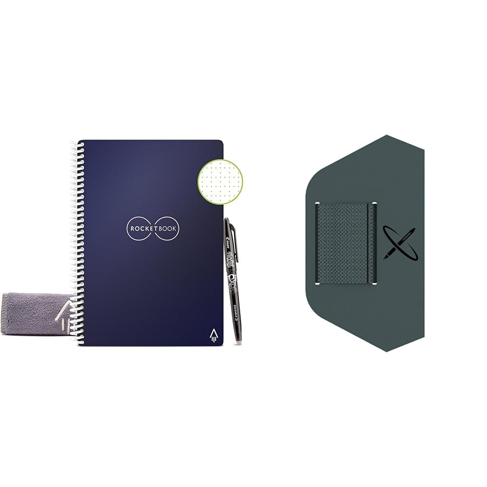 Rocketbook Core Reusable Smart Notebook with Pen/Pencil Holder - Eco-Friendly Digital Notebook for Work, School & Note-Taking | Cloud Sync & Erasable Pages
