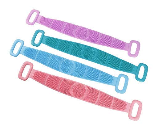 Kawna Silicone Body Scrubber - Exfoliating Bath Brush for Men & Women - Reusable Shower Cleaning Belt for Dead Skin Removal - Perfect for Kids, Spa & Sensitive Skin Care (Multicolor)