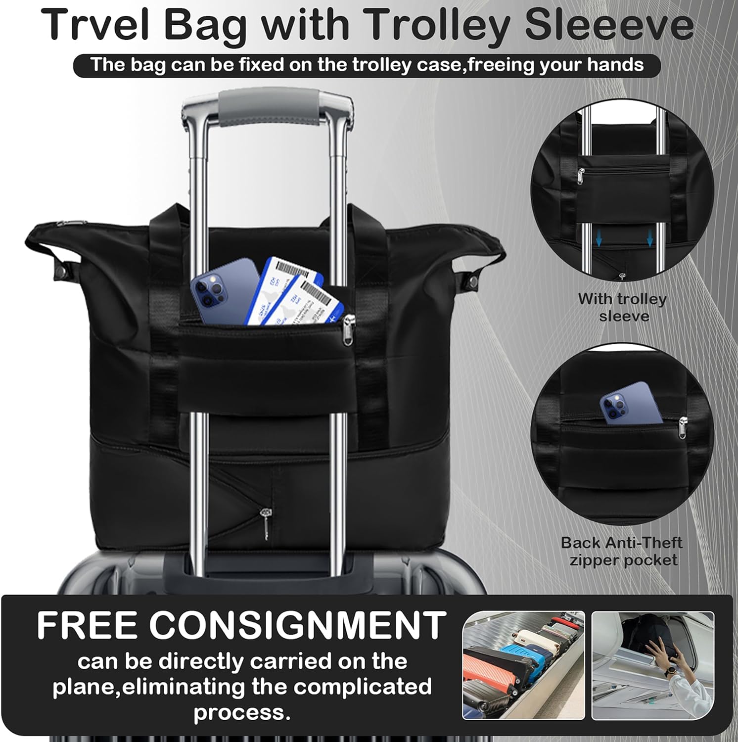Foldable Expandable Travel Duffel Bag for Women - Lightweight Gym Sports Tote & Weekender Overnight Shoulder Bag - Perfect for Travel, Workout, Yoga, and Weekend Getaways