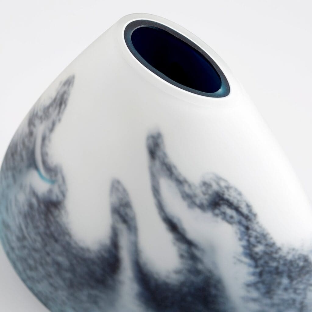 Cyan Design 11079 Mystic Falls Vase - Blue and White Ceramic Home Decor - Small Tabletop Vase for Flowers, Centerpiece, Wedding, Living Room, or Office Decor