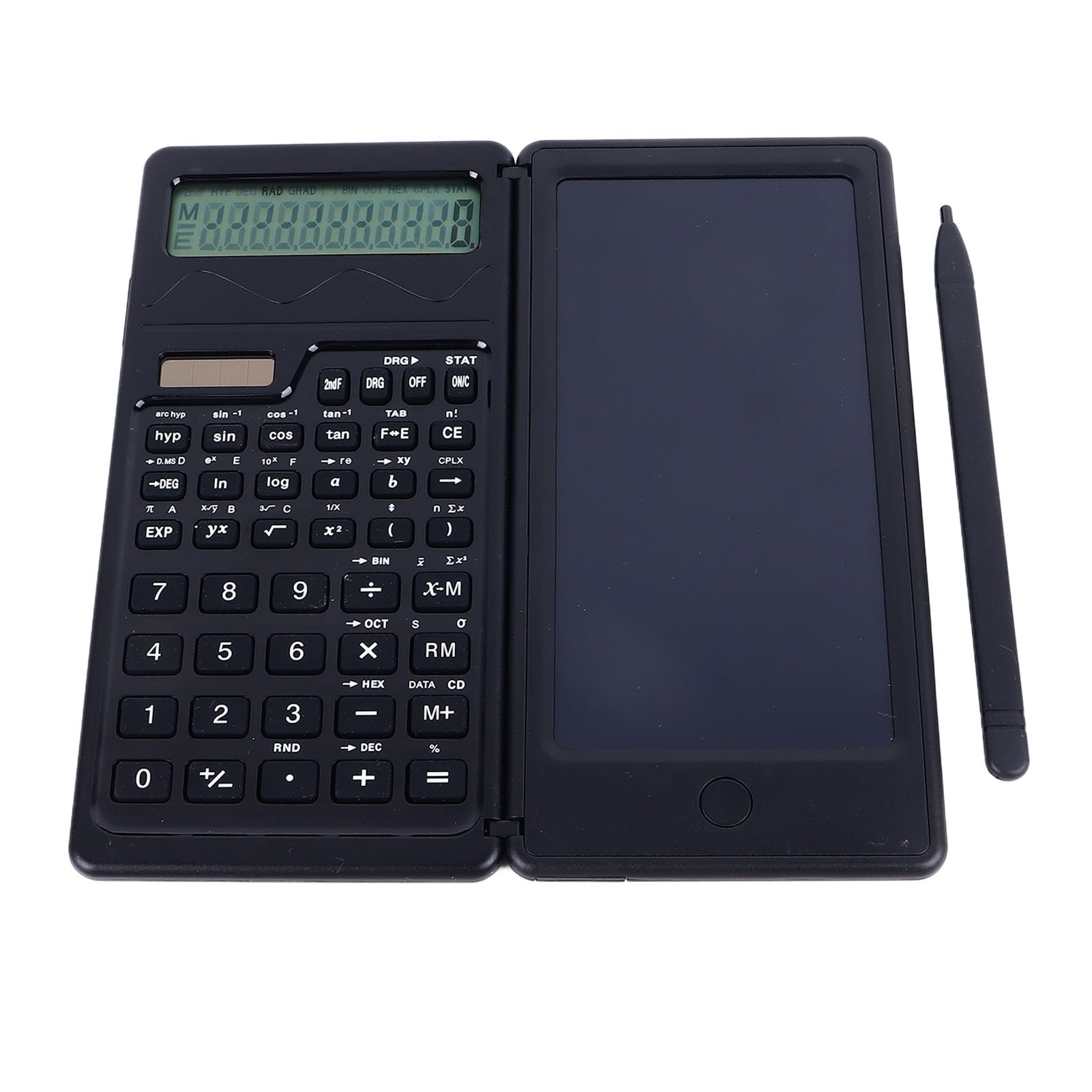 Solar Powered LCD Writing Tablet with Calculator - Foldable Handwriting Board for Students, Office & Home Use (Dual Power: Solar & Battery) - Perfect for Math, Notes & Sketches