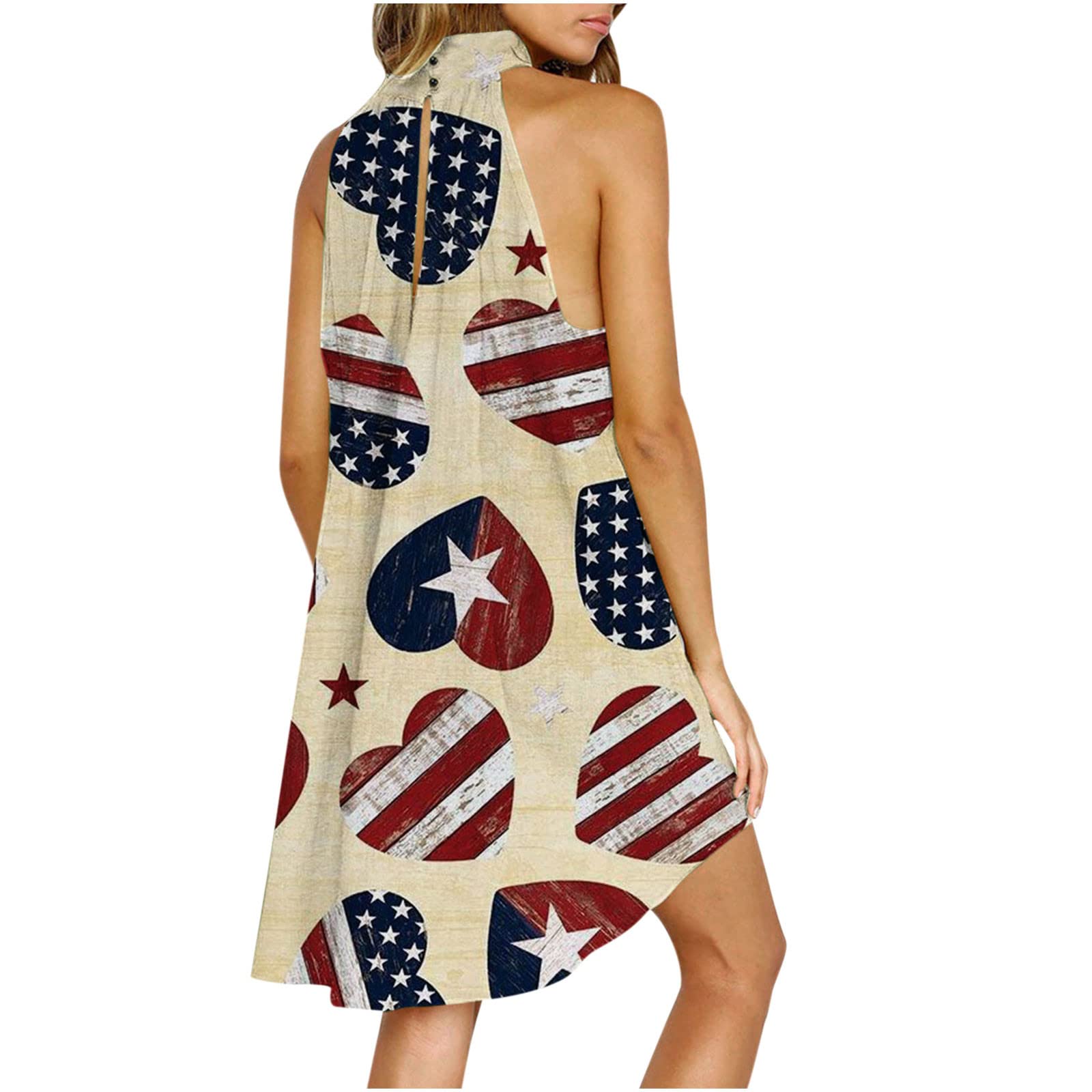 2024 Women's Summer Sundresses - Sleeveless Floral Print Square Neck Tie Back Casual Dress for Independence Day & Beach Vacations | Lightweight Loose Fit Ladies' Dress for Outdoor Parties, Picnics and Summer Travel