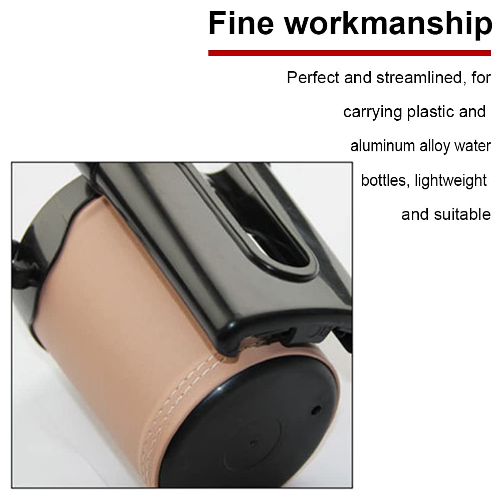 Leather Bike Cup Holder & Water Bottle Holder with Phone & Key Storage - Universal Handlebar Mount for Beach Cruiser, Commuter & Road Bikes (Beige) - Perfect for Cycling, Commuting & Outdoor Adventures