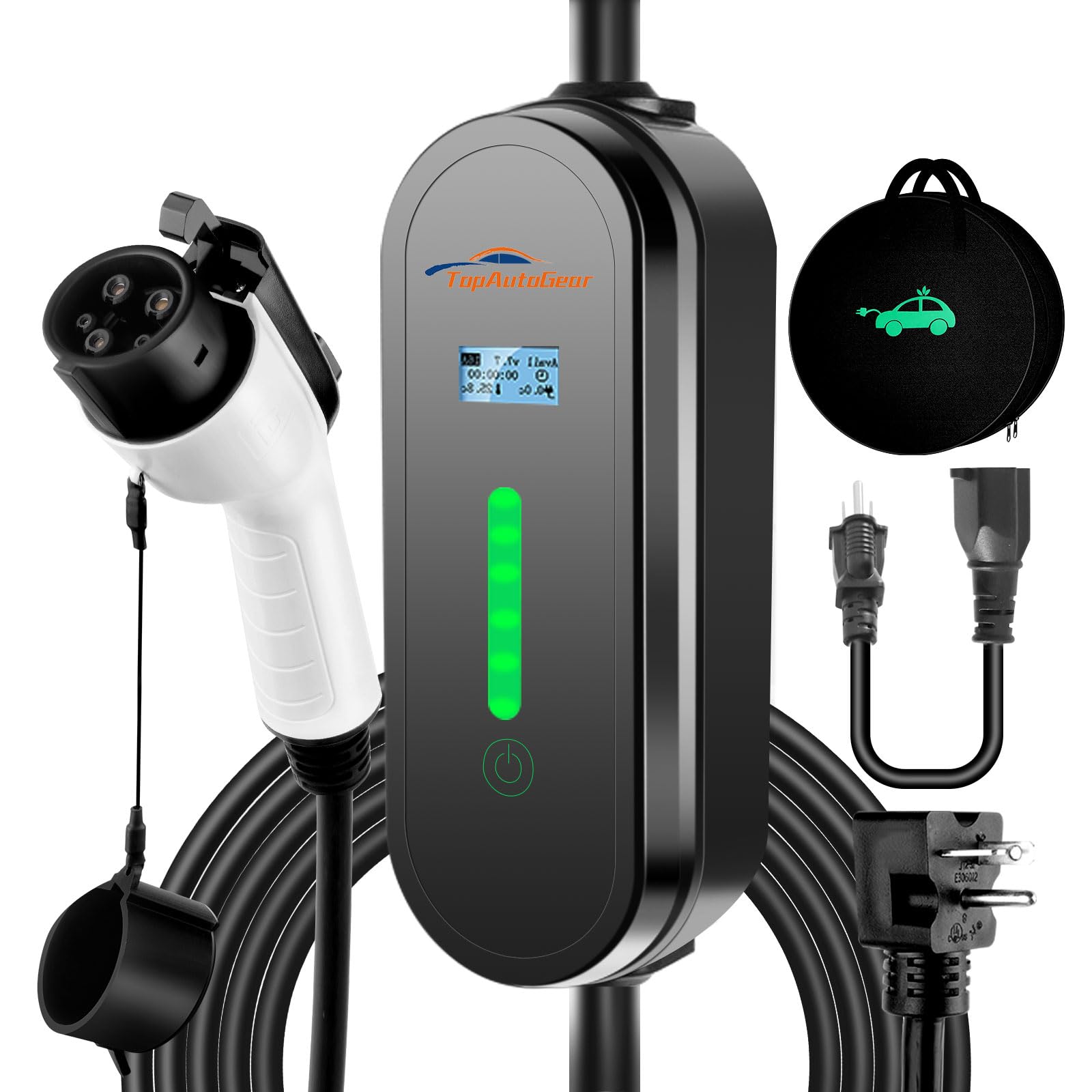 Level 1 & 2 EV Charger - 16 Amp J1772 Electric Vehicle Charging Station with NEMA5-15P & 6-20 Plug | Portable Home & Travel Car Charger for Tesla, Nissan Leaf, Chevy Volt | Perfect for Garage, Road Trips & Emergency Charging