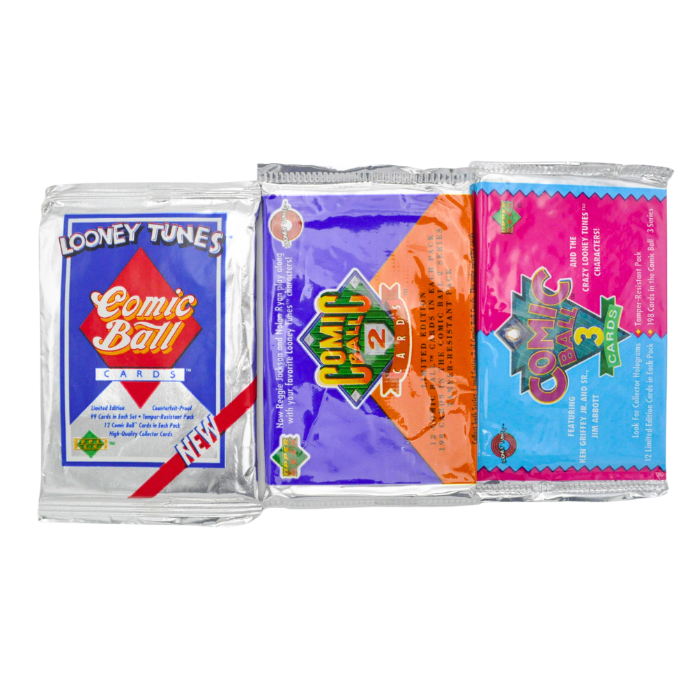 Vintage Looney Tunes Comic Ball Trading Cards - 3 Unopened Upper Deck Pack Bundle for Collectors & Fans | Perfect for Trading, Gifts & Nostalgic Fun
