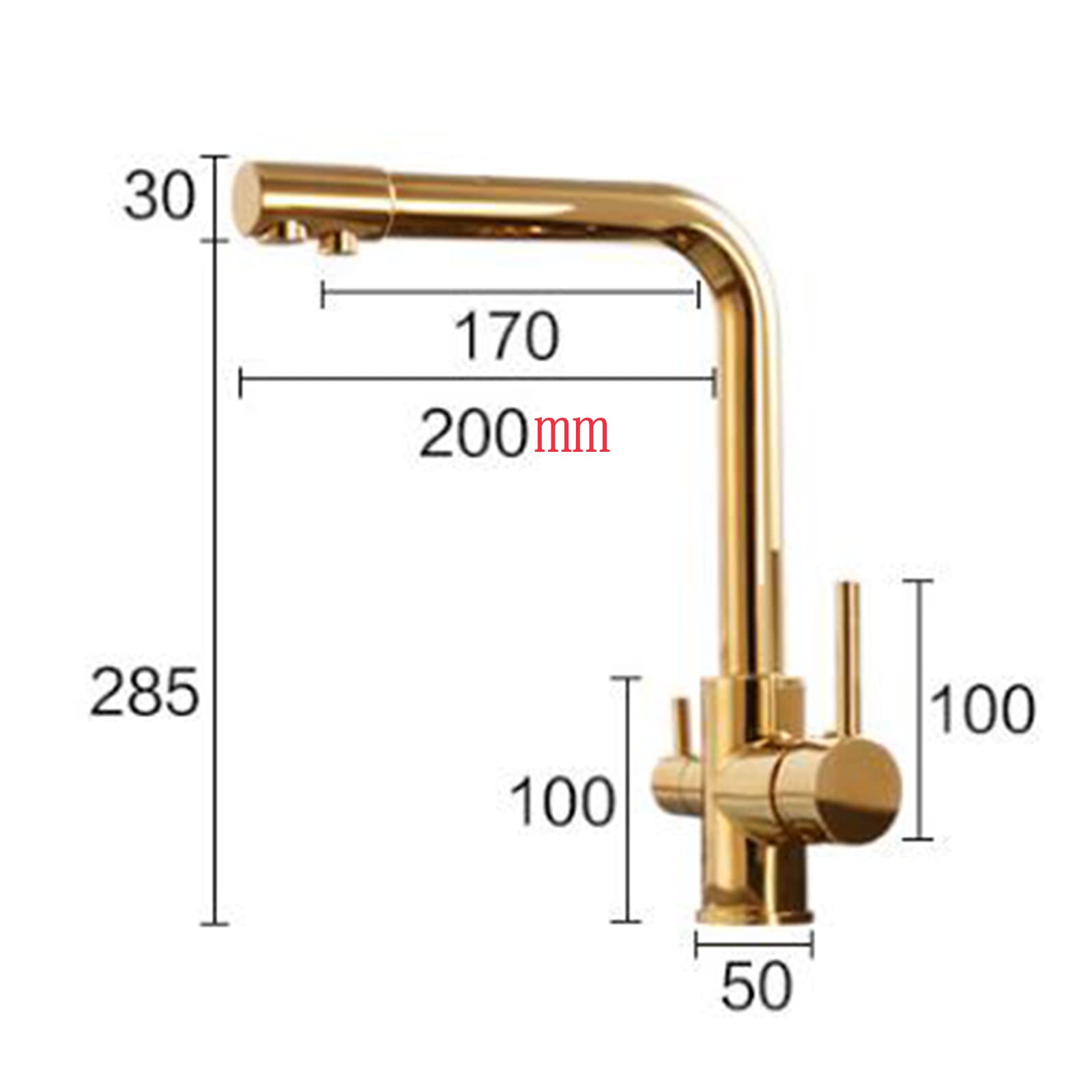 3-Way Kitchen Faucet with Water Purifier - Gold Brass 360° Swivel Spout, Hot & Cold Water Mixer - Perfect for Modern Kitchens, RV, and Outdoor Sinks