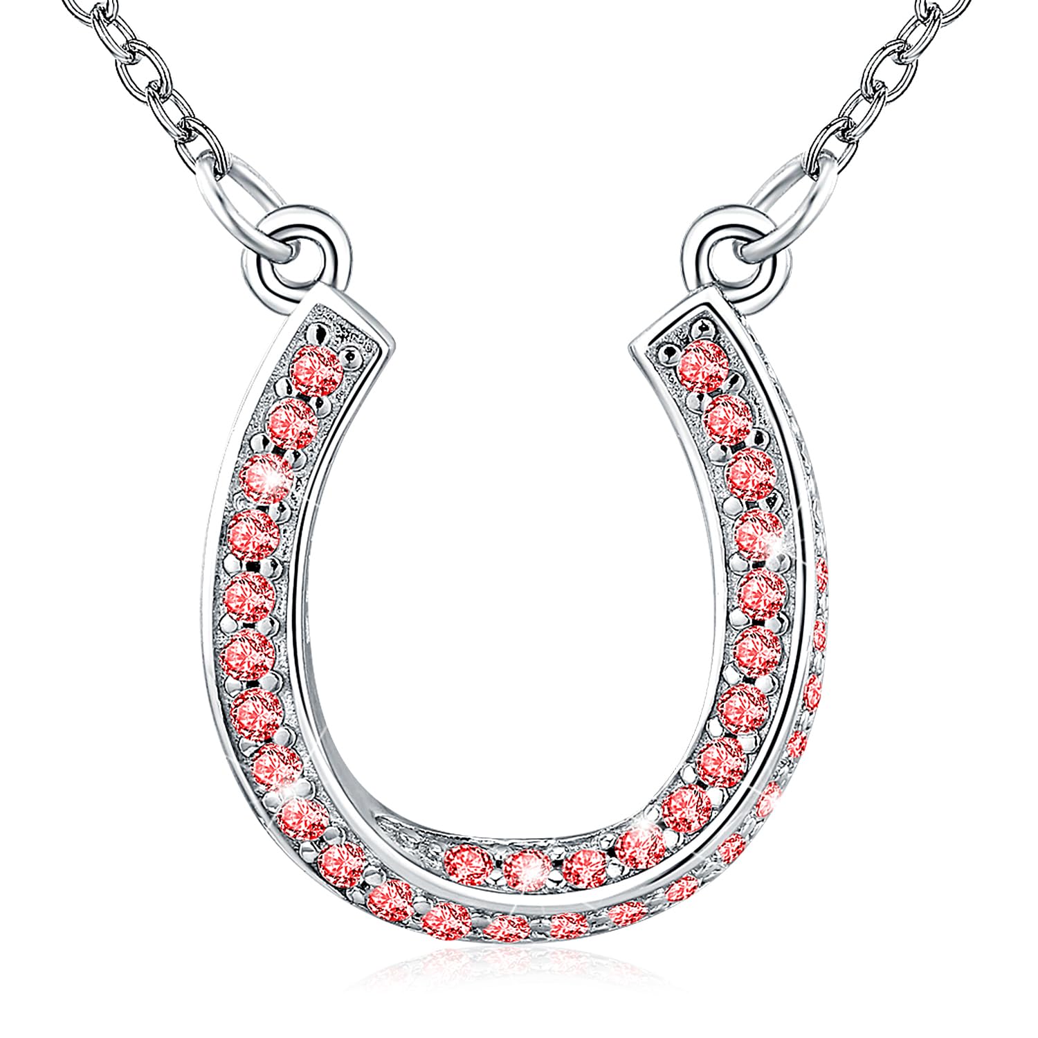 Lucky Horseshoe Necklace for Women – Sterling Silver Birthstone Pendant with Gift Box | Elegant Good Luck Charm Jewelry for Birthdays, Anniversaries & Everyday Wear