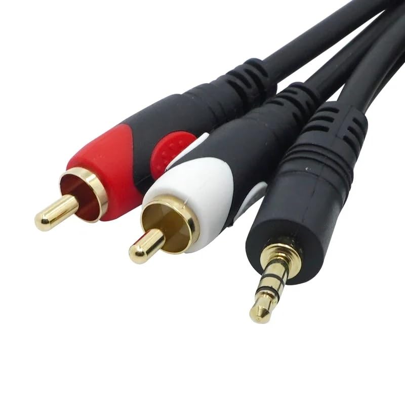 HITORE 3.5mm to RCA Audio Cable - Gold Plated Aux to RCA Adapter Cord (1.5m, Black) for Smartphone, Tablet, Speaker, MP3, TV, iPad, PC, Amplifier, Headphones - Perfect for Home Theater, Car Audio & DJ Equipment Connection