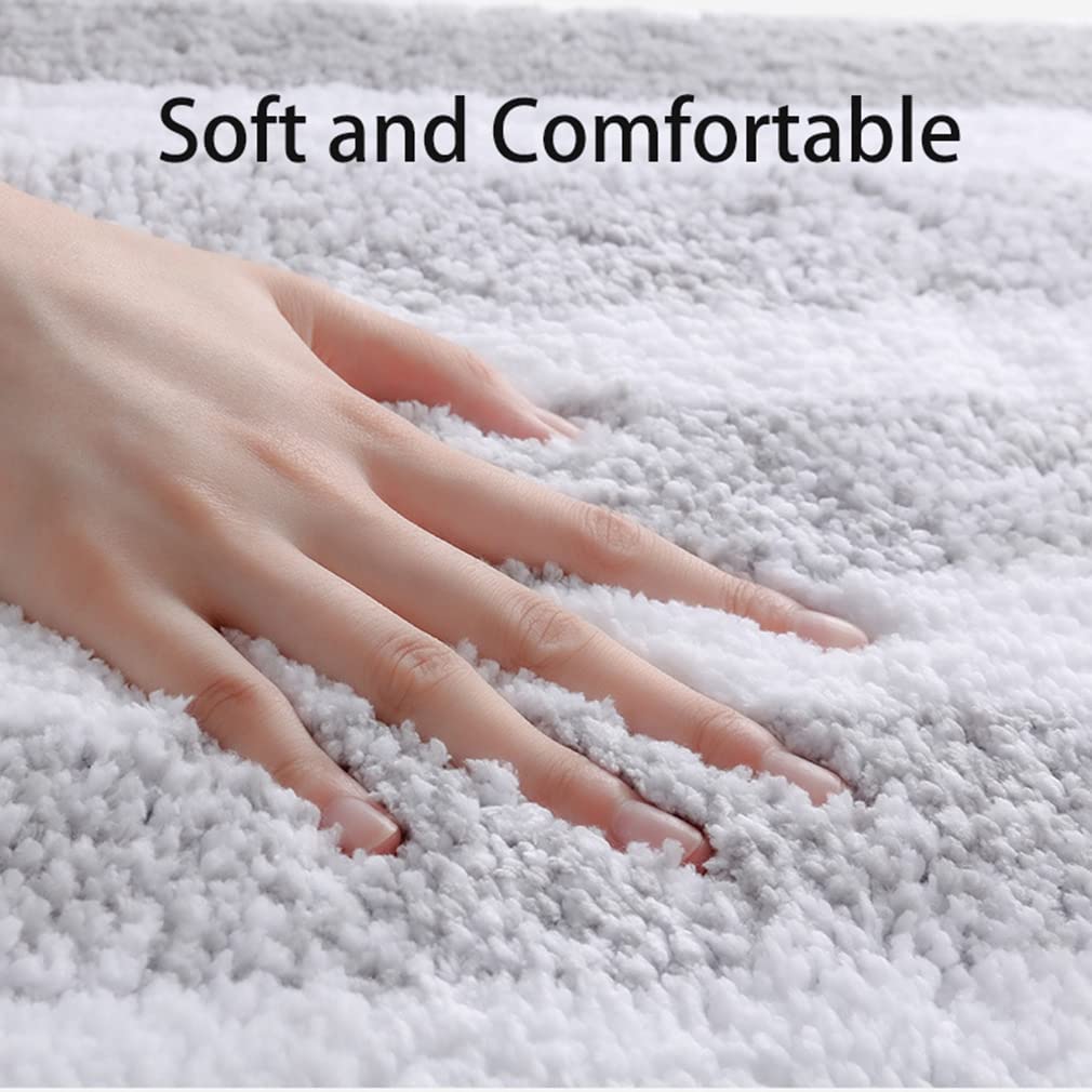 Premium Non-Slip Striped Microfiber Bath Rug - Super Absorbent & Machine Washable Bath Mat (16