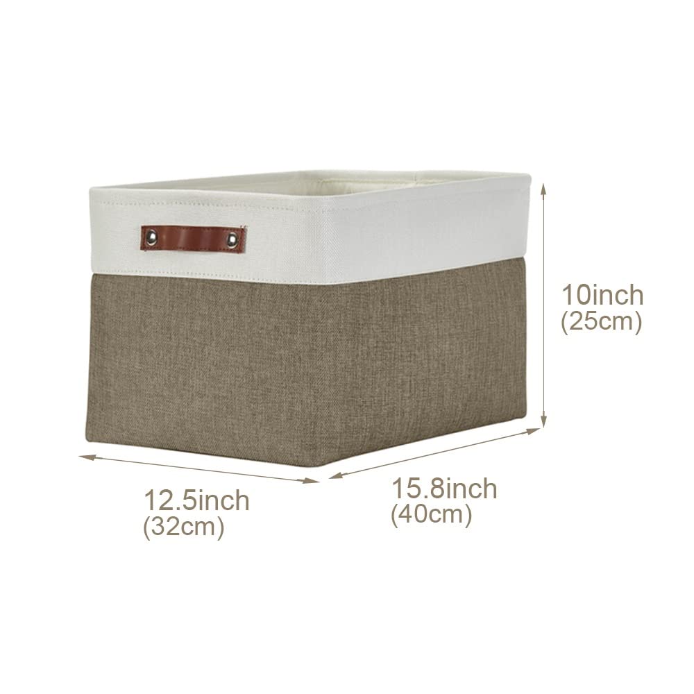DECOMOMO Fabric Storage Bins - 3 Pack XL Woven Baskets for Shelves, Closet & Toy Organization | Linen, Nursery & Home Decor (Brown & White) - Perfect for Bedroom, Playroom & Pantry Storage