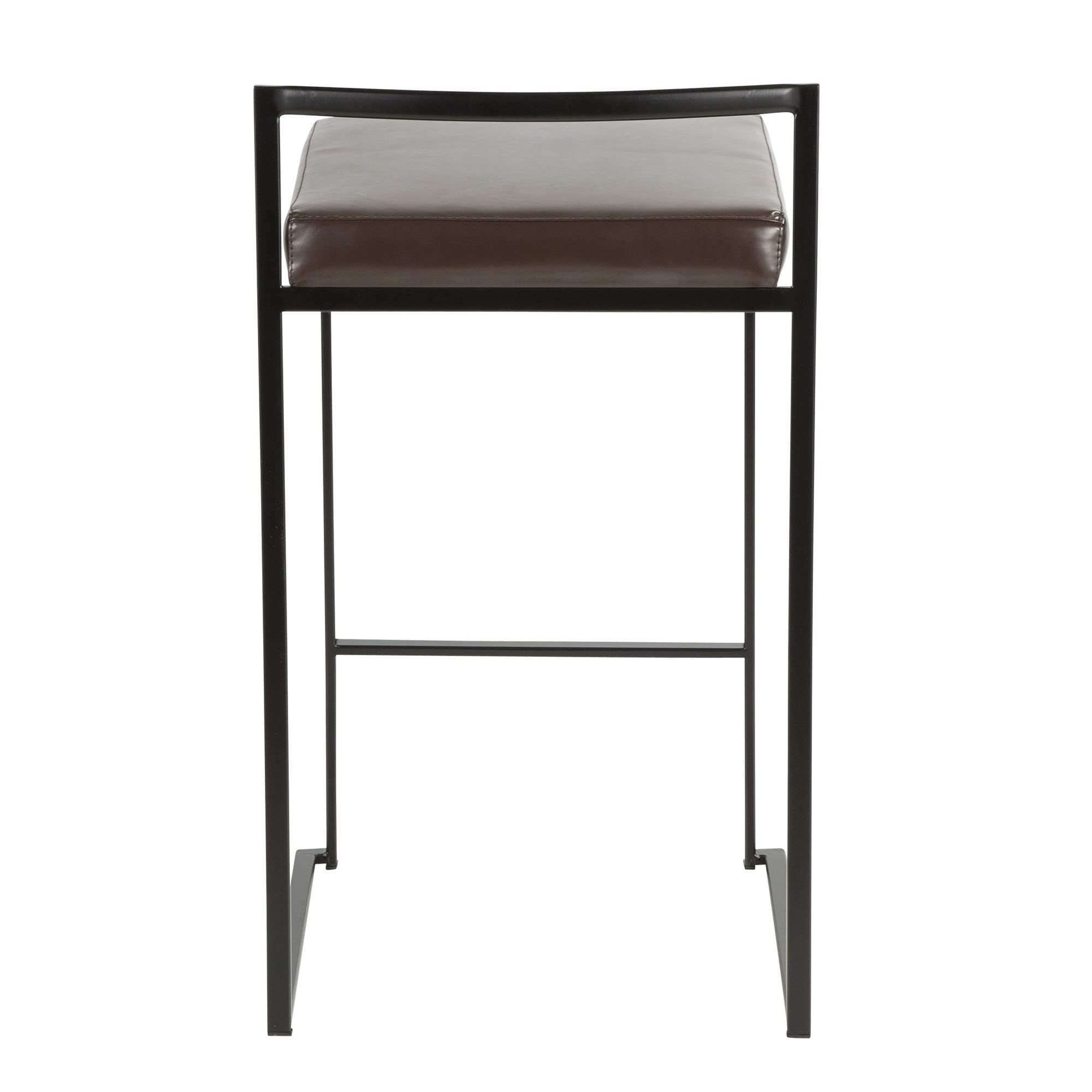 Black Metal Fuji Stacker Counter Stools - Set of 2 Kitchen Island Bar Stools, Counter Height Chairs for Breakfast Nook, Dining Bar & Home Decor