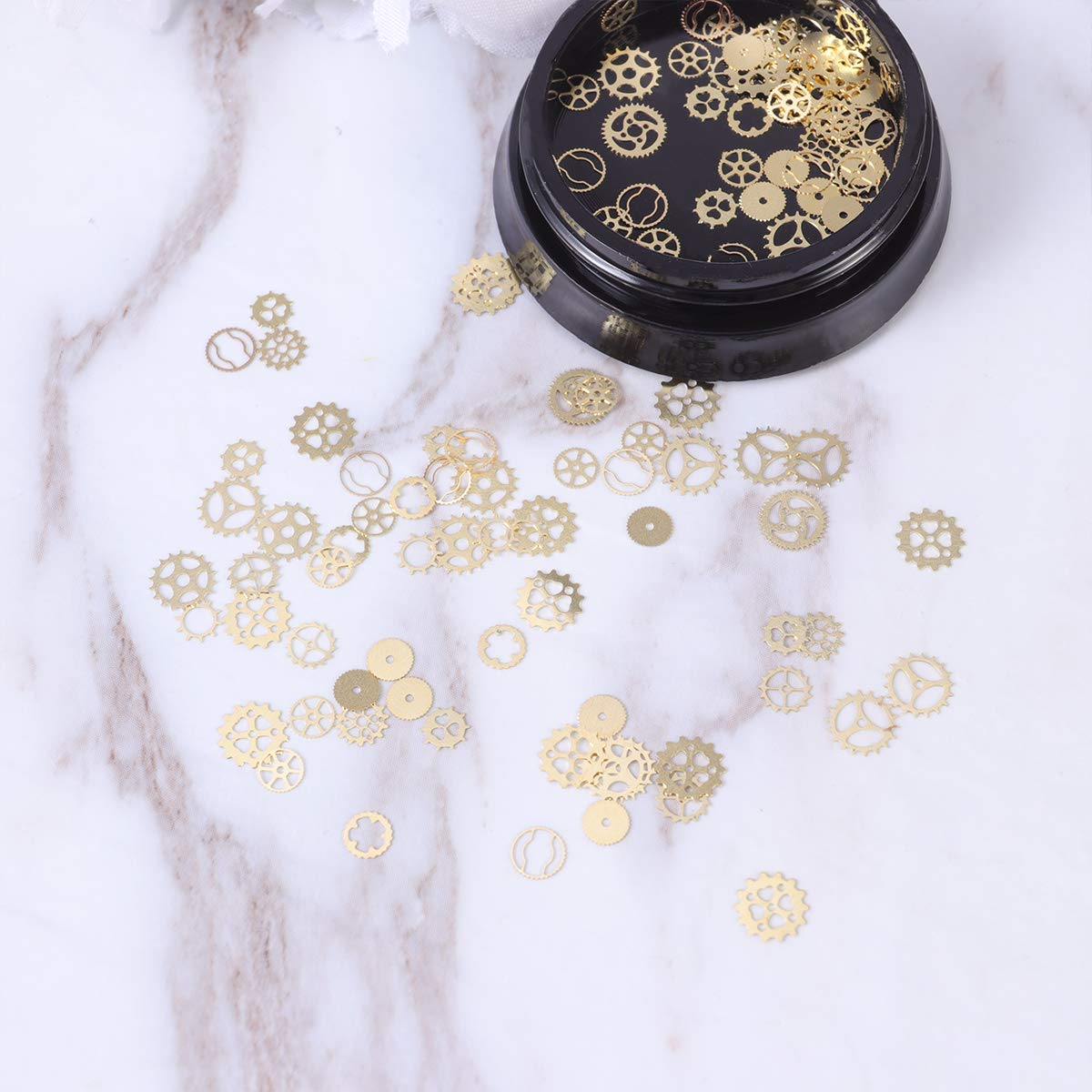 SOLUSTRE 2 Pack Gold Snowflake Nail Foil Flakes - Christmas Nail Art Decals, 3D Metallic Nail Sparkle Decorations for Holiday Manicure & DIY Nail Designs - Perfect for Christmas Parties, Winter Nail Art, and Festive Nail Decorations