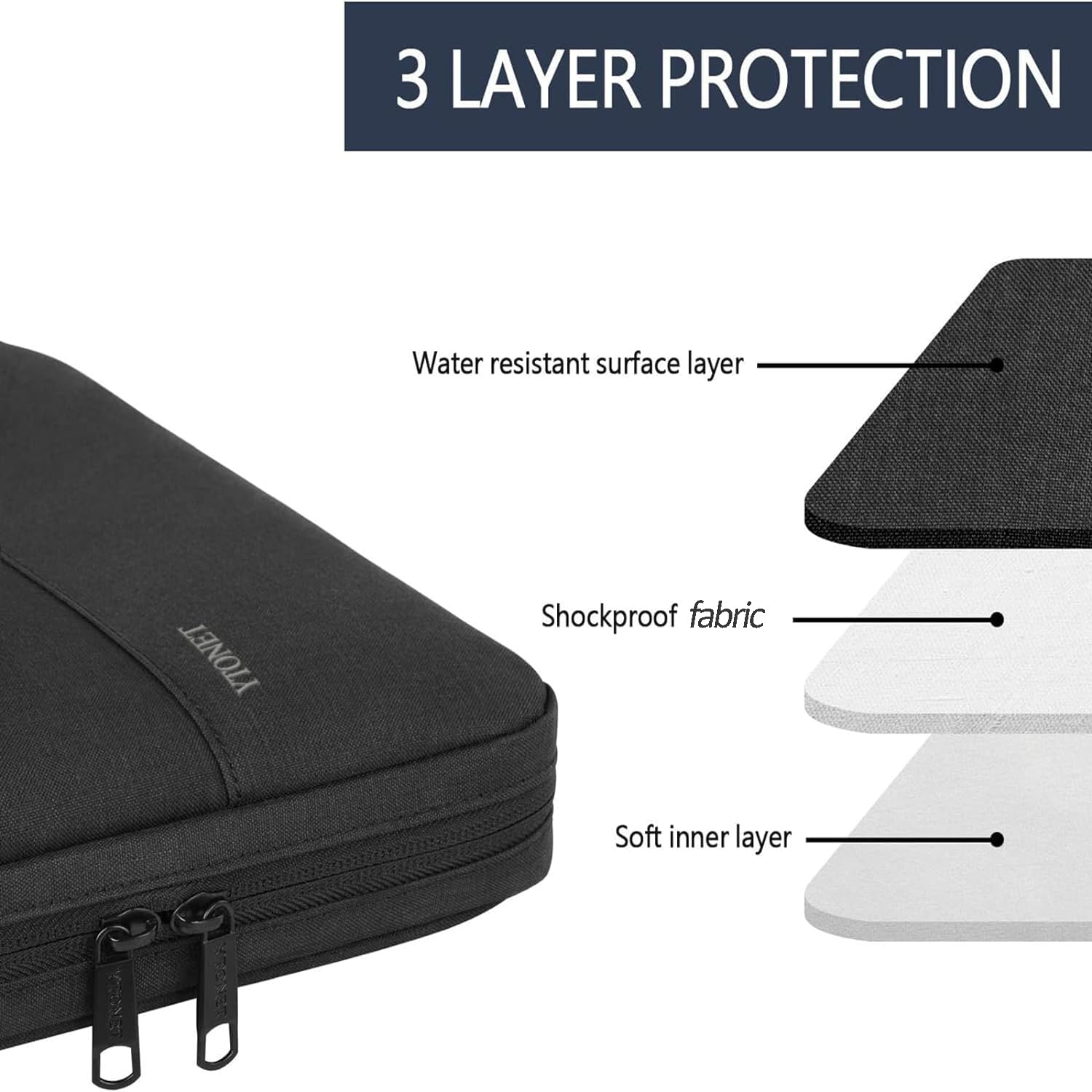 Ytonet 17.3 Inch Water Resistant Laptop Sleeve Case - TSA Approved Travel & Business Laptop Cover with Handle, Compatible with HP, Dell, Lenovo, Asus Chromebooks & Notebooks, Black - Perfect for Office, School & Daily Commute