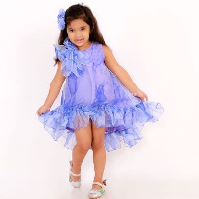 Blue Marble Print Dress for Women - Elegant A-Line Summer Dress | Perfect for Beach Vacations, Parties & Casual Outings