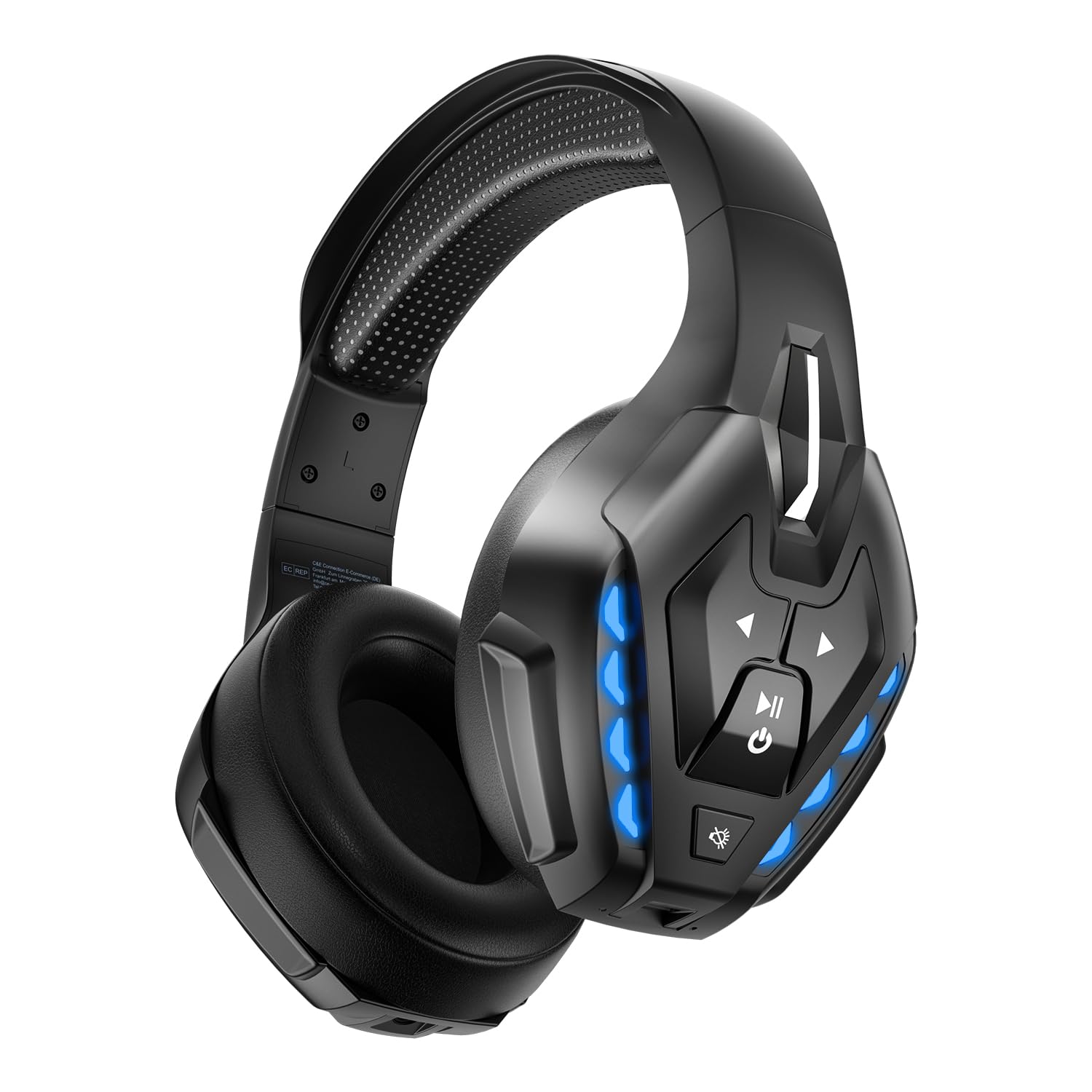 PHOINIKAS Wireless Gaming Headset with Detachable Noise Cancelling Microphone, Bluetooth 5.3 for Mobile Phones, 3.5mm Audio Cable for PS4/PS5/Xbox One/PC/Nintendo Switch, 40-Hour Battery Life, LED Lights - Perfect for Online Gaming, Streaming & Remote Work