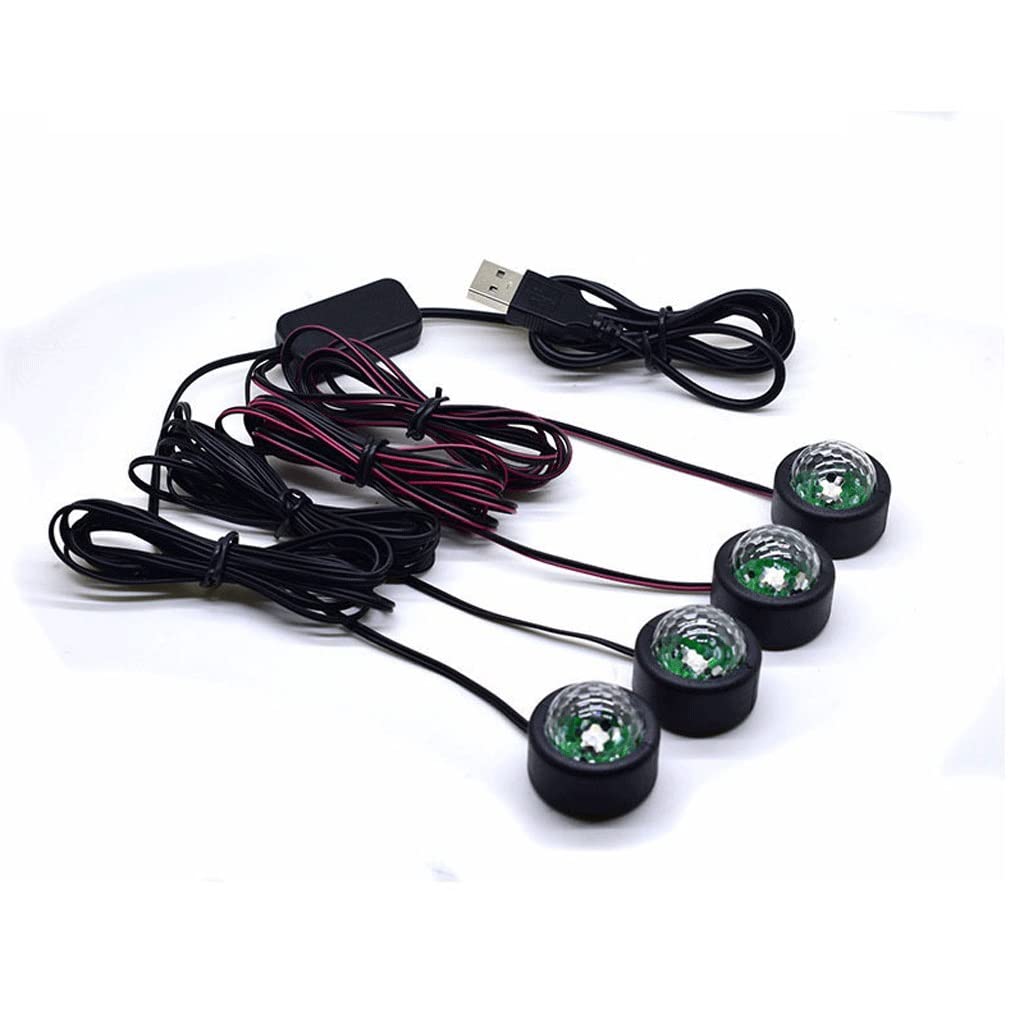 WM Home 4-in-1 Car Ambient LED Lights - USB Powered Interior Atmosphere Lighting Kit for Cars | Perfect for Night Driving, Car Decor & Mood Lighting