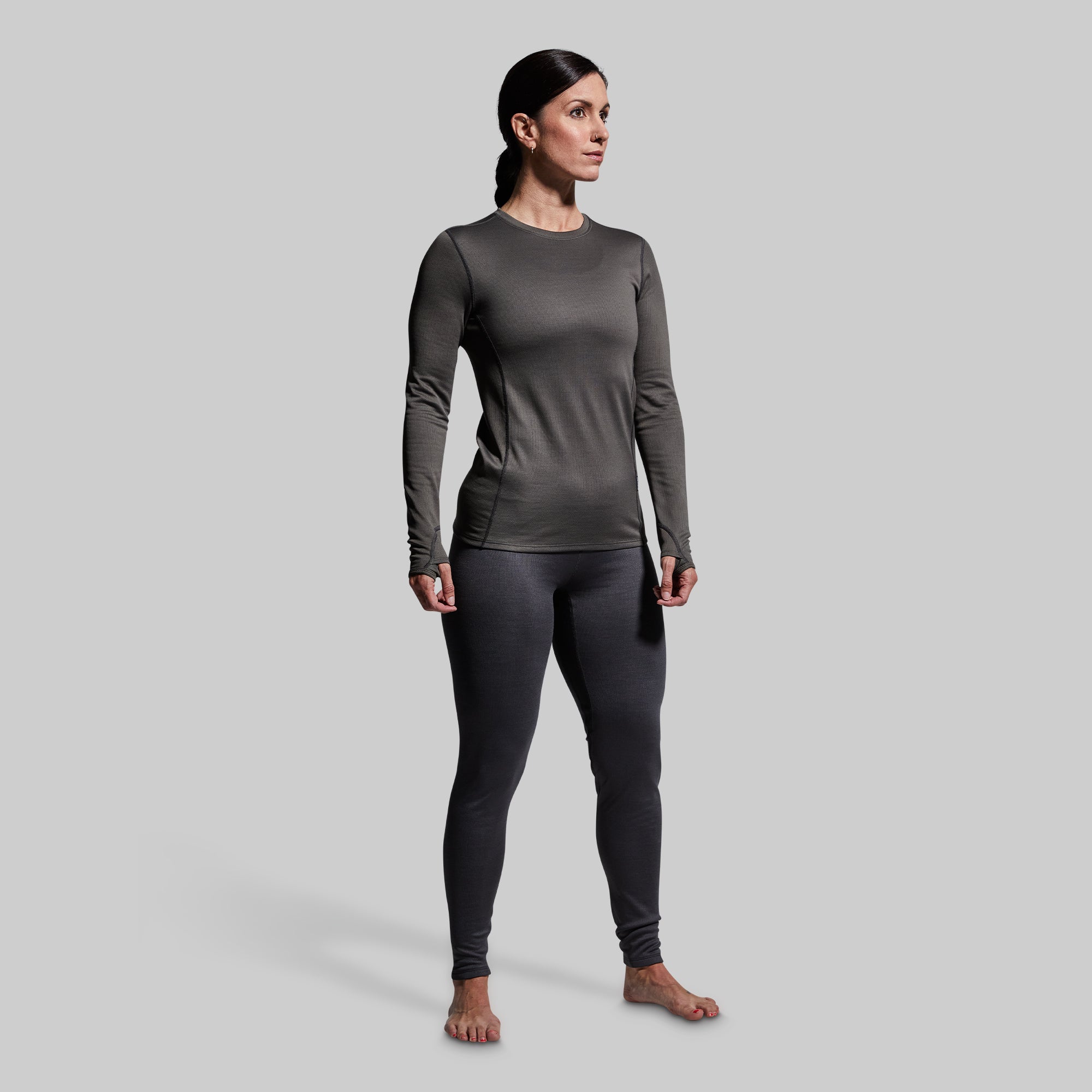 Women's Ridgeline Heavy Base Layer Bottom - Thermal Fleece-Lined Leggings for Cold Weather (Wolf Grey) - Perfect for Hiking, Skiing & Winter Outdoor Activities