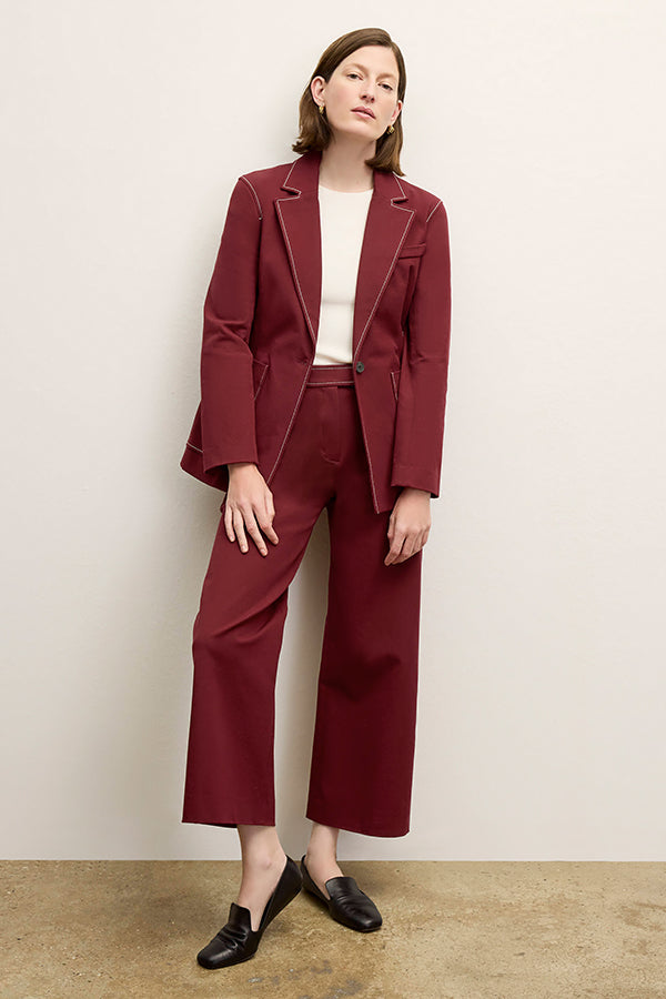 Grenville Jacket - Eco-Friendly Contrast Stitch Denim Alternative in Berry Jam Color | Perfect for Casual Outings & Outdoor Adventures