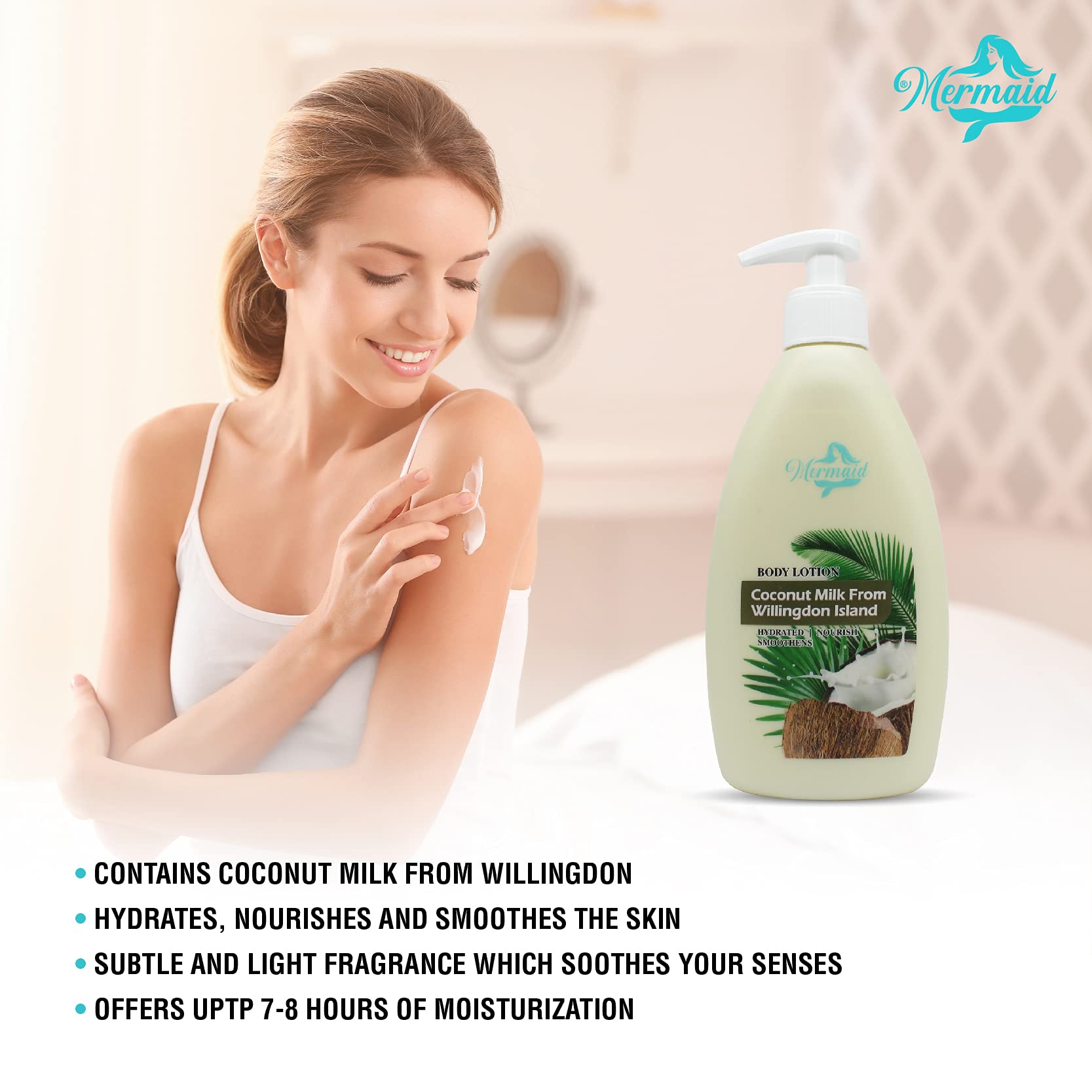 Mermaid Coconut Milk Body Lotion 350ml - Hydrating & Nourishing Moisturizer from Willingdon Islands | Perfect for Dry Skin, After Sun Care & Daily Hydration