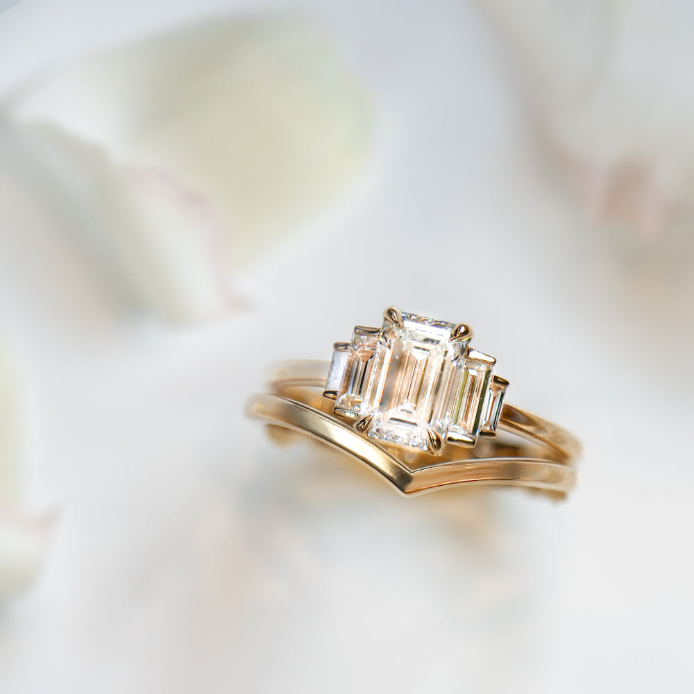 Emerald Cut 5 Stone Lab Diamond Ring for Women - Elegant Wedding, Engagement & Anniversary Jewelry Gift